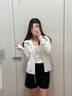 优衣库AIRism高弹力防紫外线拉链连帽开衫女装实测UPF100+483281 00 白色 M 实拍图