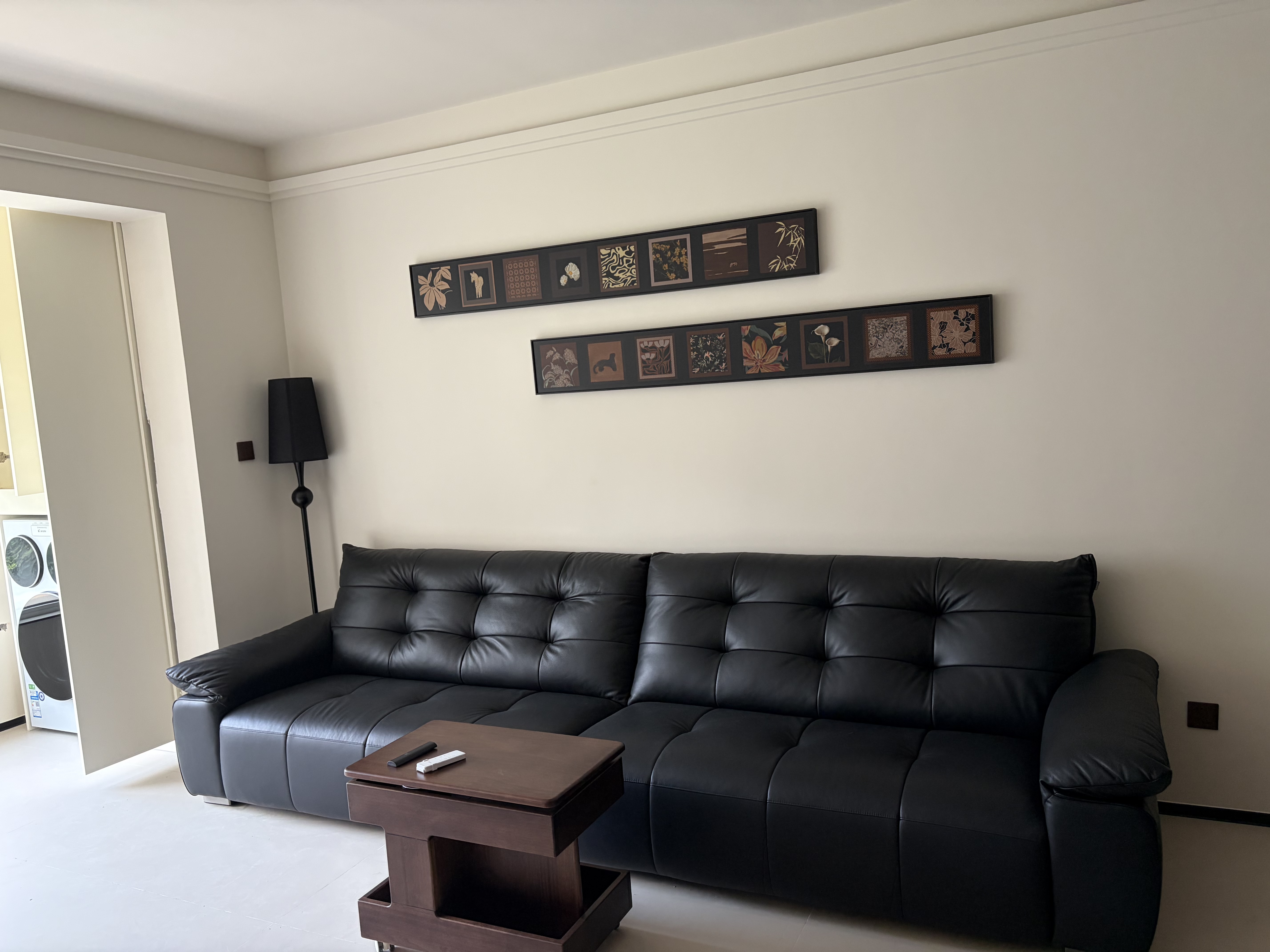 全友家居 现代简约风头层牛皮沙发客厅家用大黑牛真皮直排式飞鸟沙发 实拍图