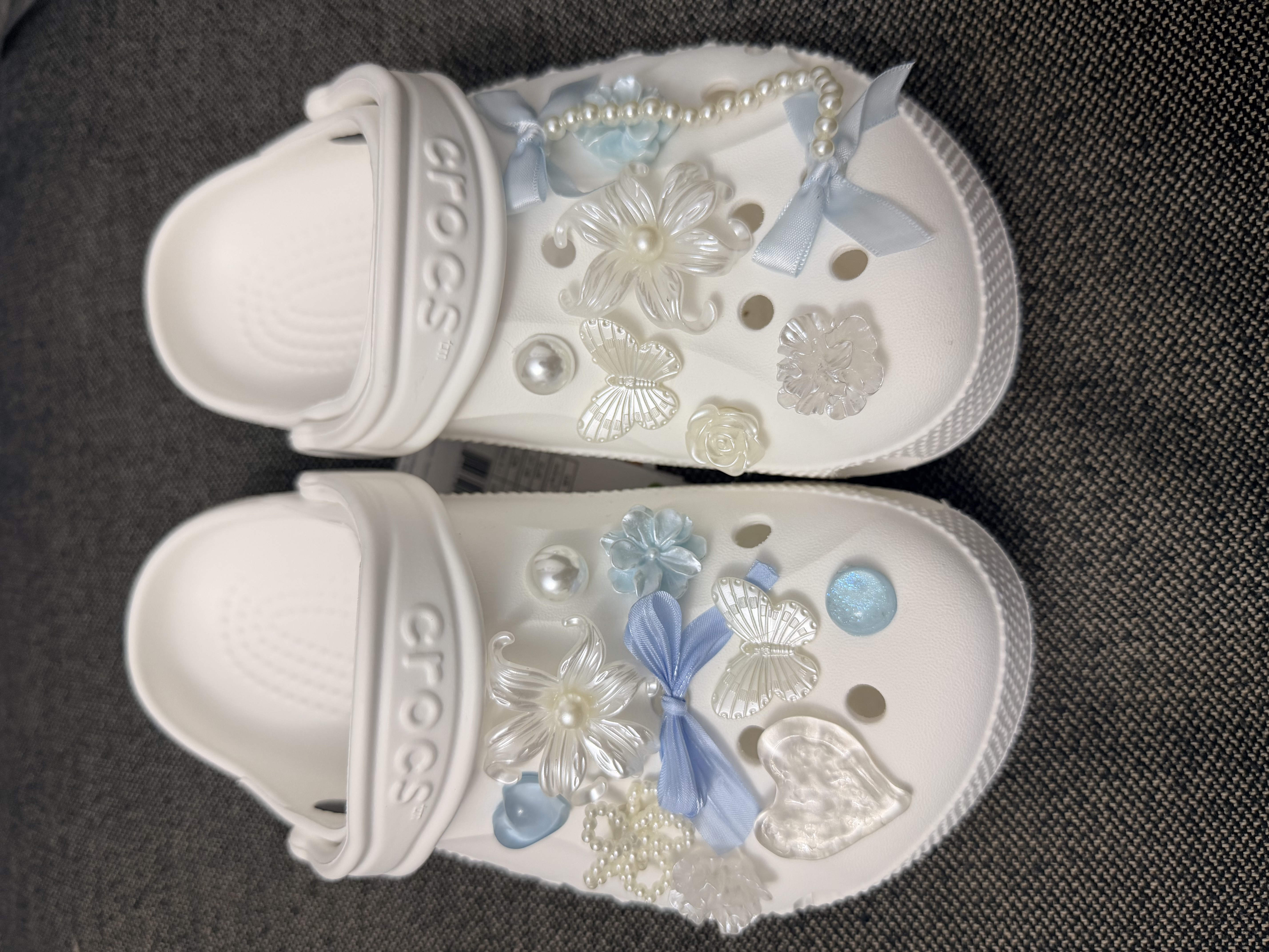【白鹿同款】纽扣洞洞鞋配饰diy装饰适配crocs卡骆驰装饰扣鞋花 洞洞鞋花配饰-蓝白款-17个 实拍图