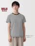 MUJI 女式 天竺编织 圆领短袖T恤 上衣女款女装 26年早秋 烟熏蓝色图案BB2SBA6S M (160/84A) 实拍图