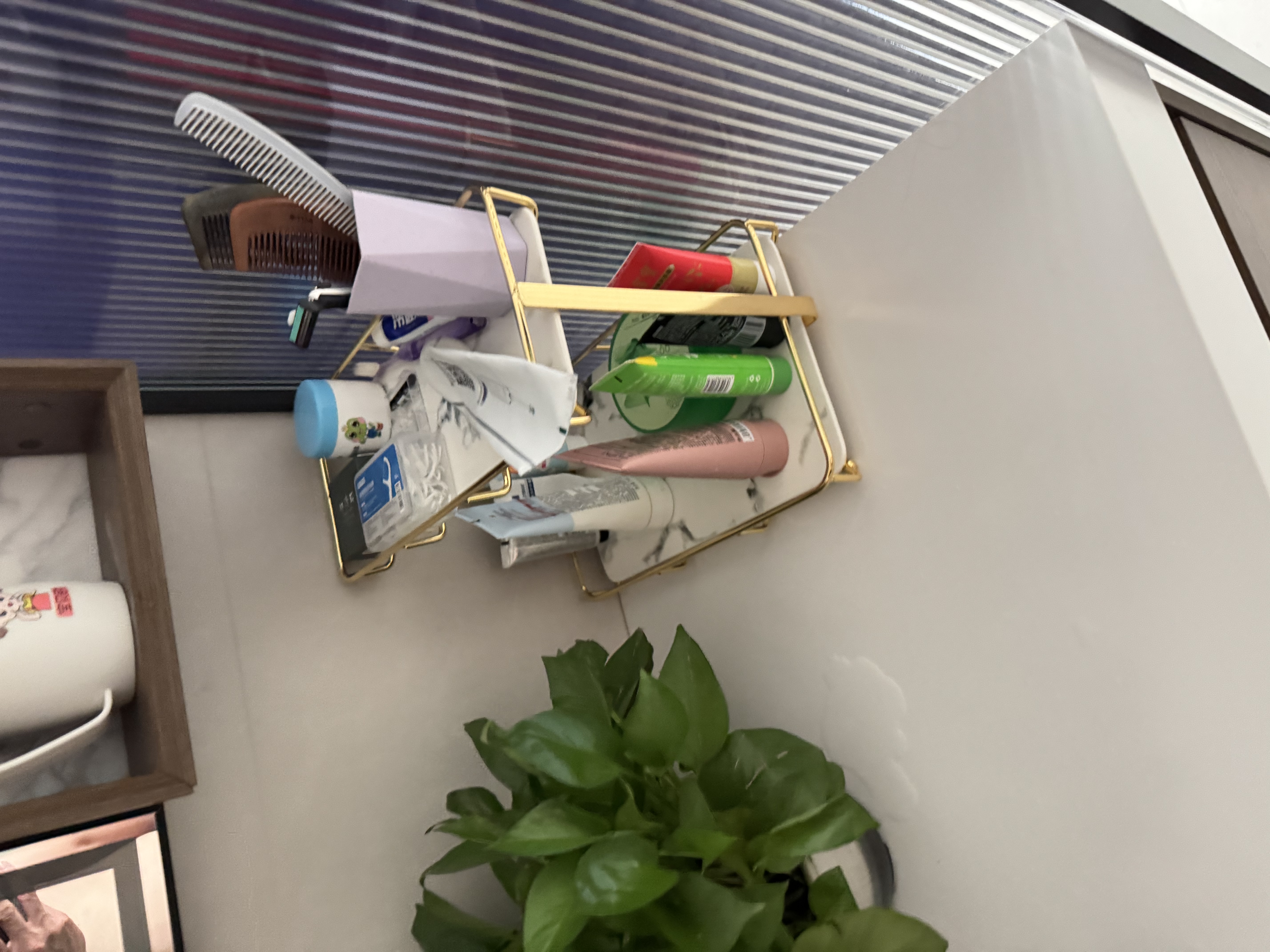尊慕斯（ZUNMOS）浴室洗手间卫生间厕所洗手台洗漱台置物架化妆品收纳架梳妆台桌面 大号下层加宽黑石纹【不锈钢】 实拍图