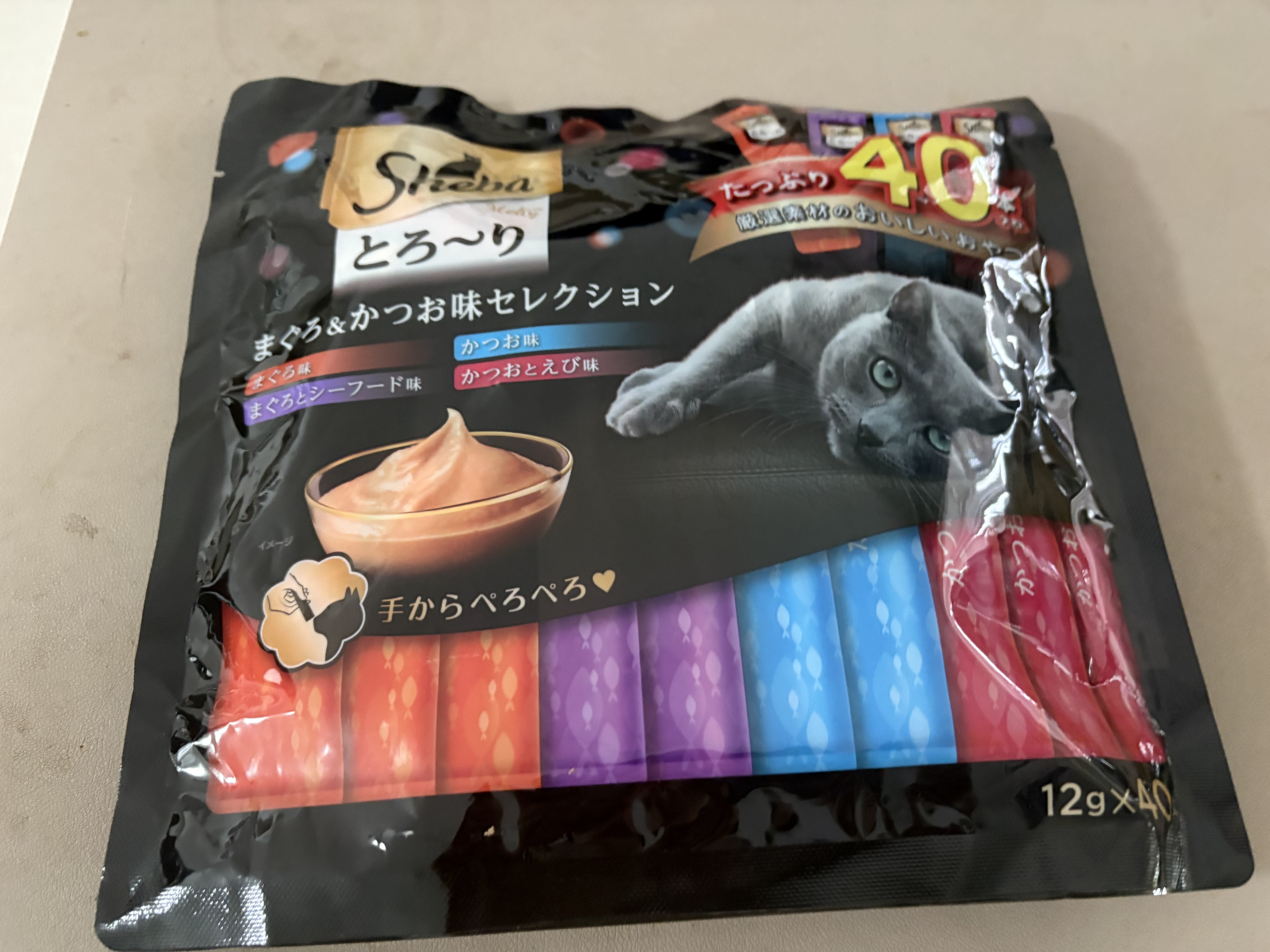 希宝（Sheba）进口猫零食成猫猫条鲣鱼+海陆+海洋鱼+虾味12g*40条软包量贩装 实拍图