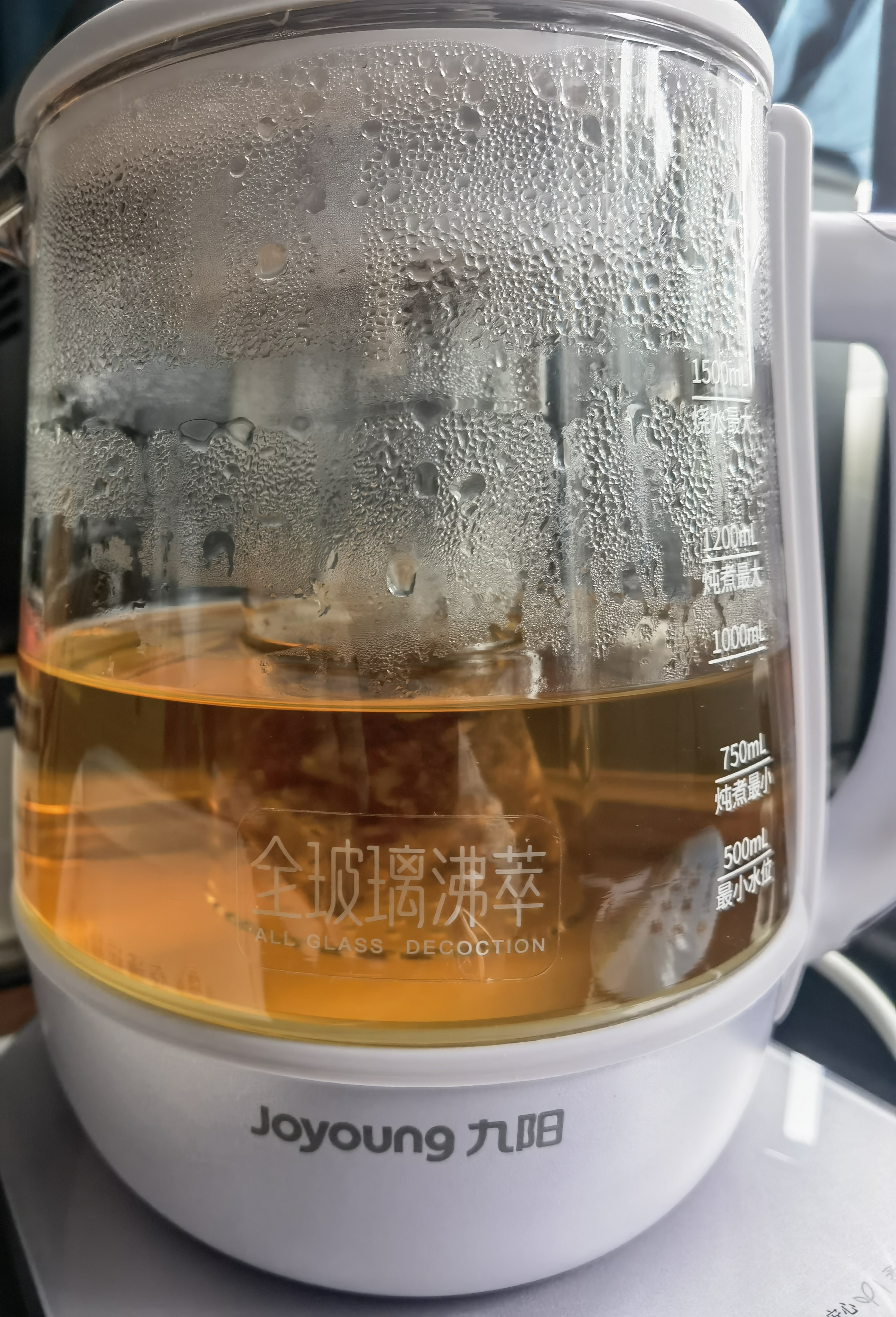 九阳（Joyoung）1.5L全玻璃沸萃养生壶煮茶器 0胶水玻璃滤网炖盅 花茶壶烧水保温一体恒温全自动电热水壶15WY10J 实拍图