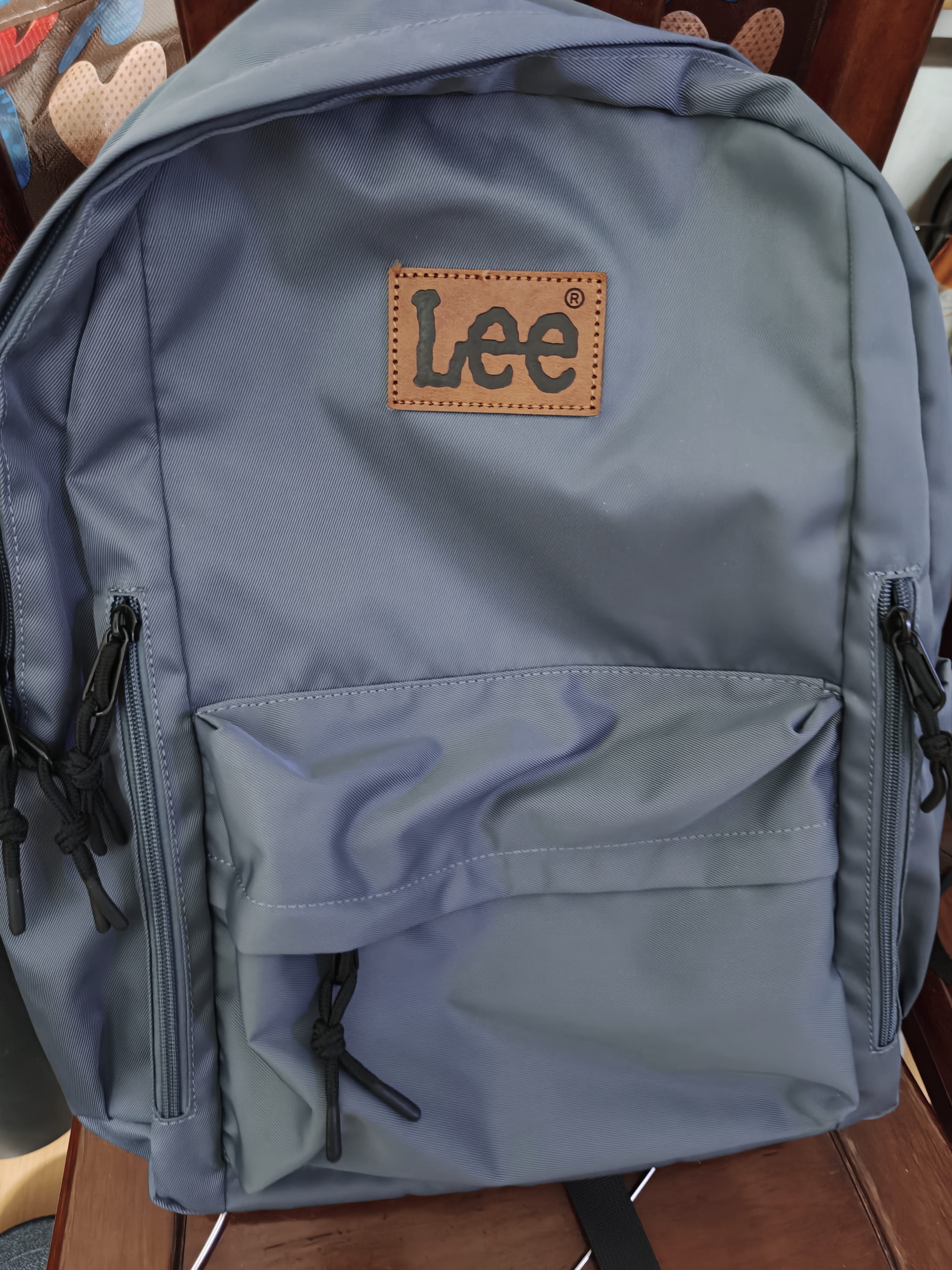 Lee双肩包男潮牌大容量电脑包初高中旅游背包大学生书包女 灰蓝色 实拍图