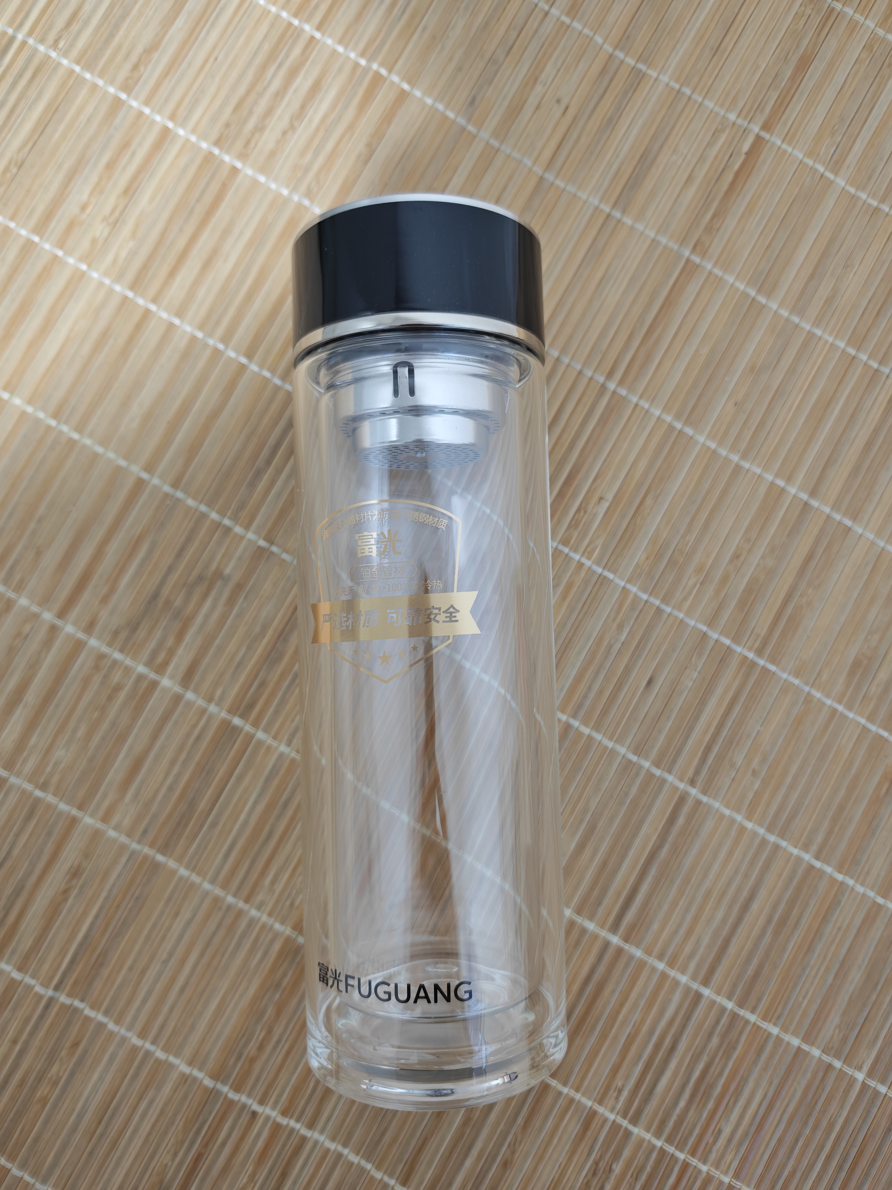 富光抗菌玻璃杯 双层高硼硅泡茶杯子 茶水分离杯 车载水杯男女士400ml 实拍图