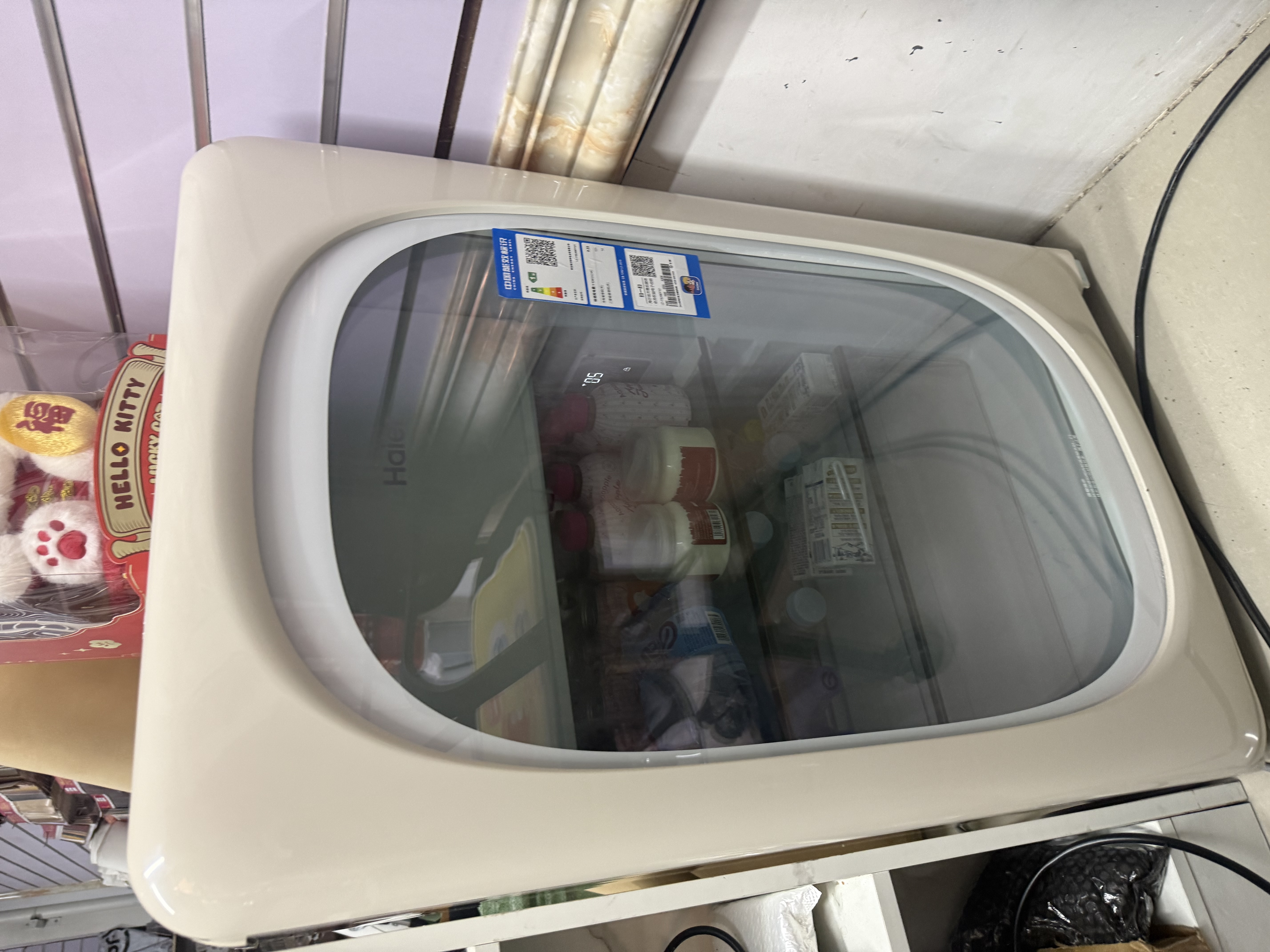 海尔（Haier）冰吧迷你冰箱家用冷藏柜办公室客厅小冰箱小型冰柜一级能效茶叶饮料水果保鲜柜美妆柜复古元气系列 115L【升级WiFi】双温区｜智能控温｜带制冰室 实拍图
