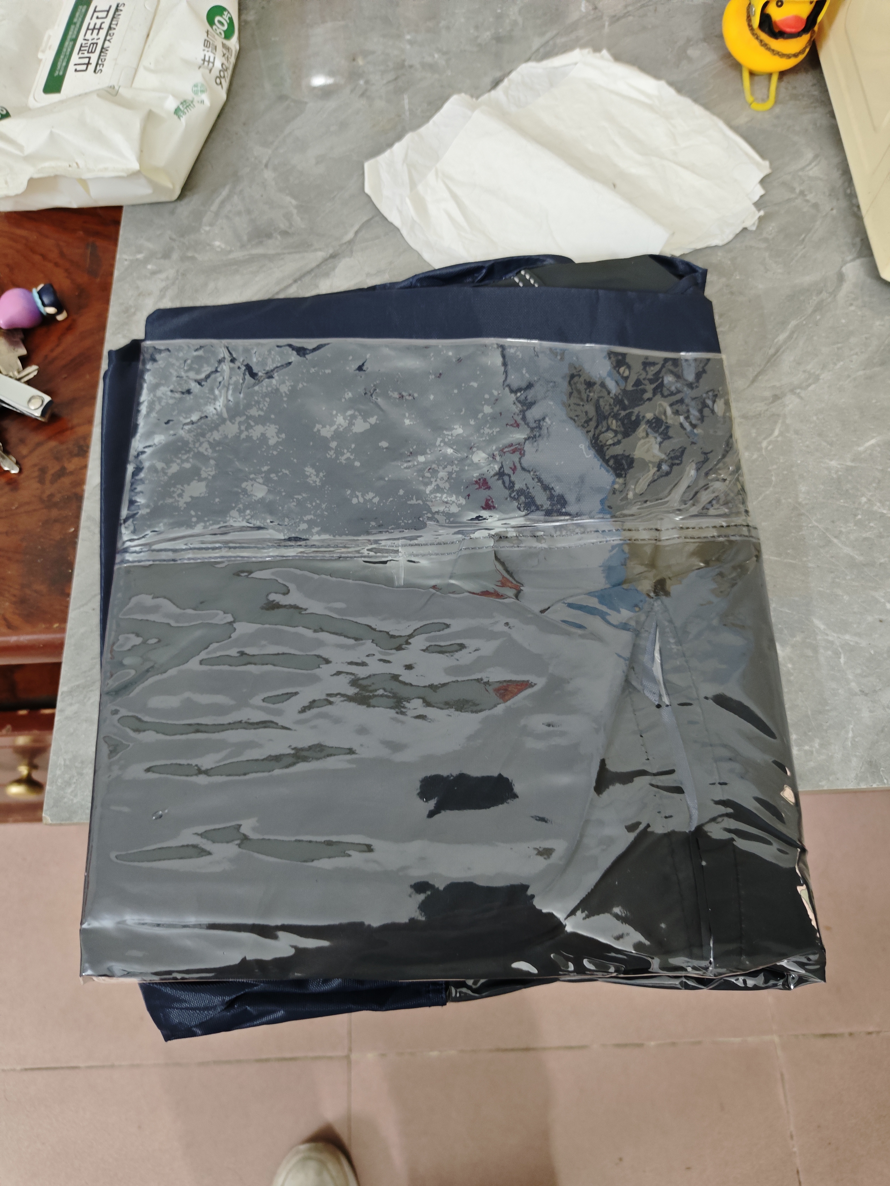 雨航（YUHANG）电动车雨衣电动车专用电瓶车雨披带镜套藏青色5XL 实拍图