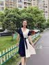 俞兆林（YUZHAOLIN） 妈妈装夏装气质连衣裙2022年夏季新款中老年女装洋气时尚雪纺减 蓝色 2XL （建议105-120斤） 实拍图