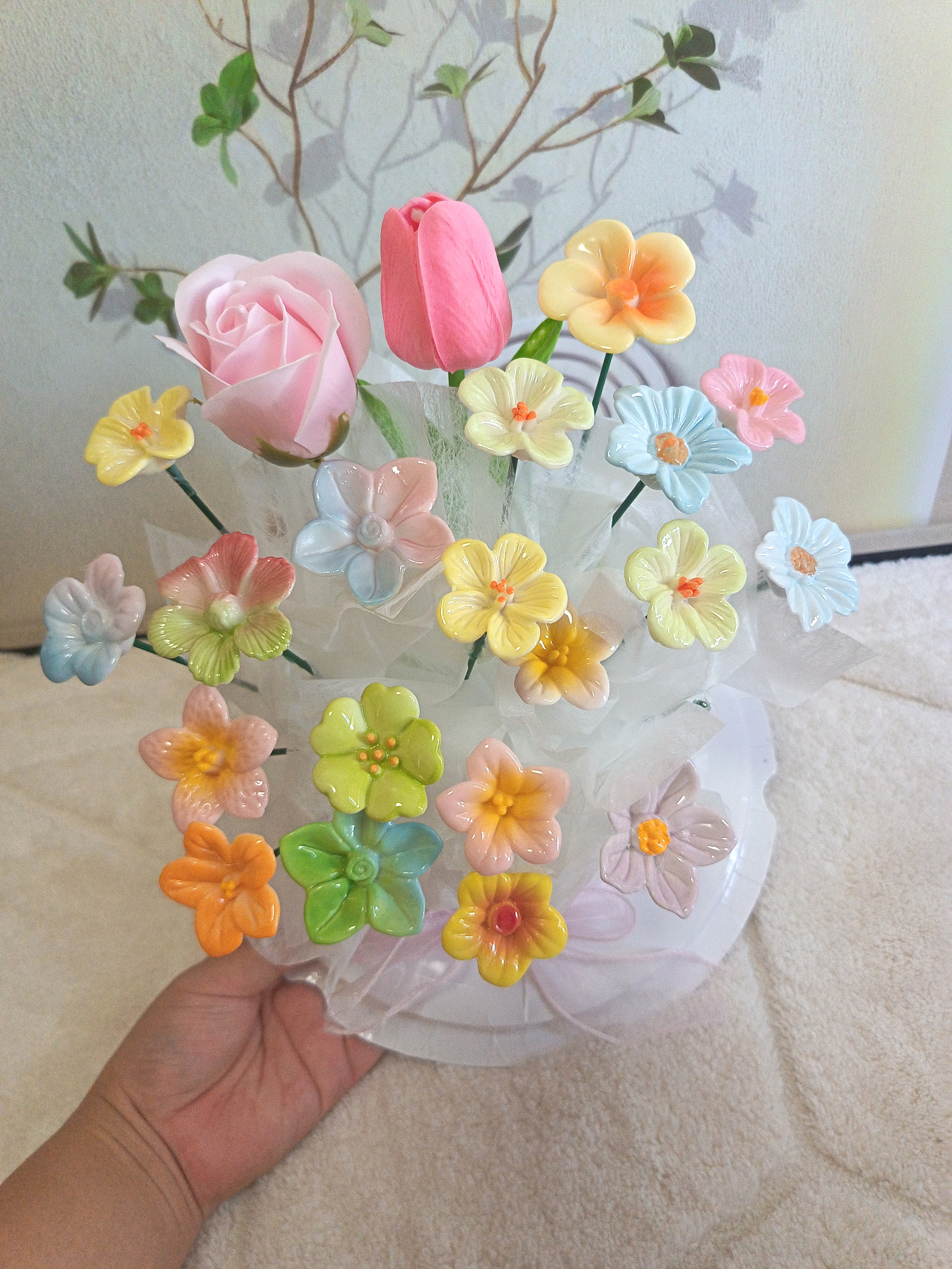 甜蜜点陶瓷花束21朵生日礼物女生永生花香皂花蛋糕花束重阳节圣诞礼品 实拍图
