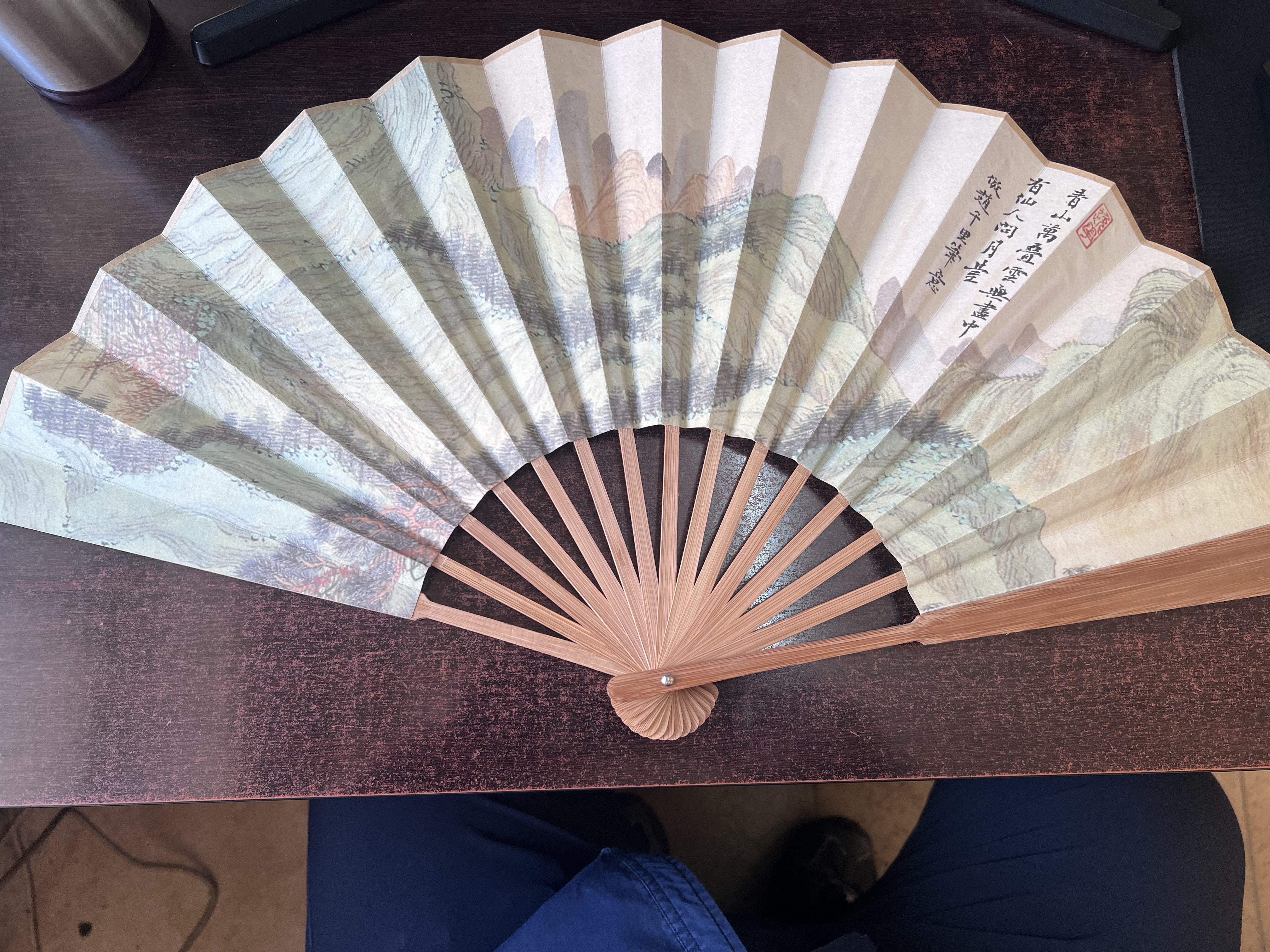 梅林笔庄折扇古风扇子玉竹中国风新中式书法文创礼品文房四宝宣纸手工竹扇10寸礼盒装 实拍图