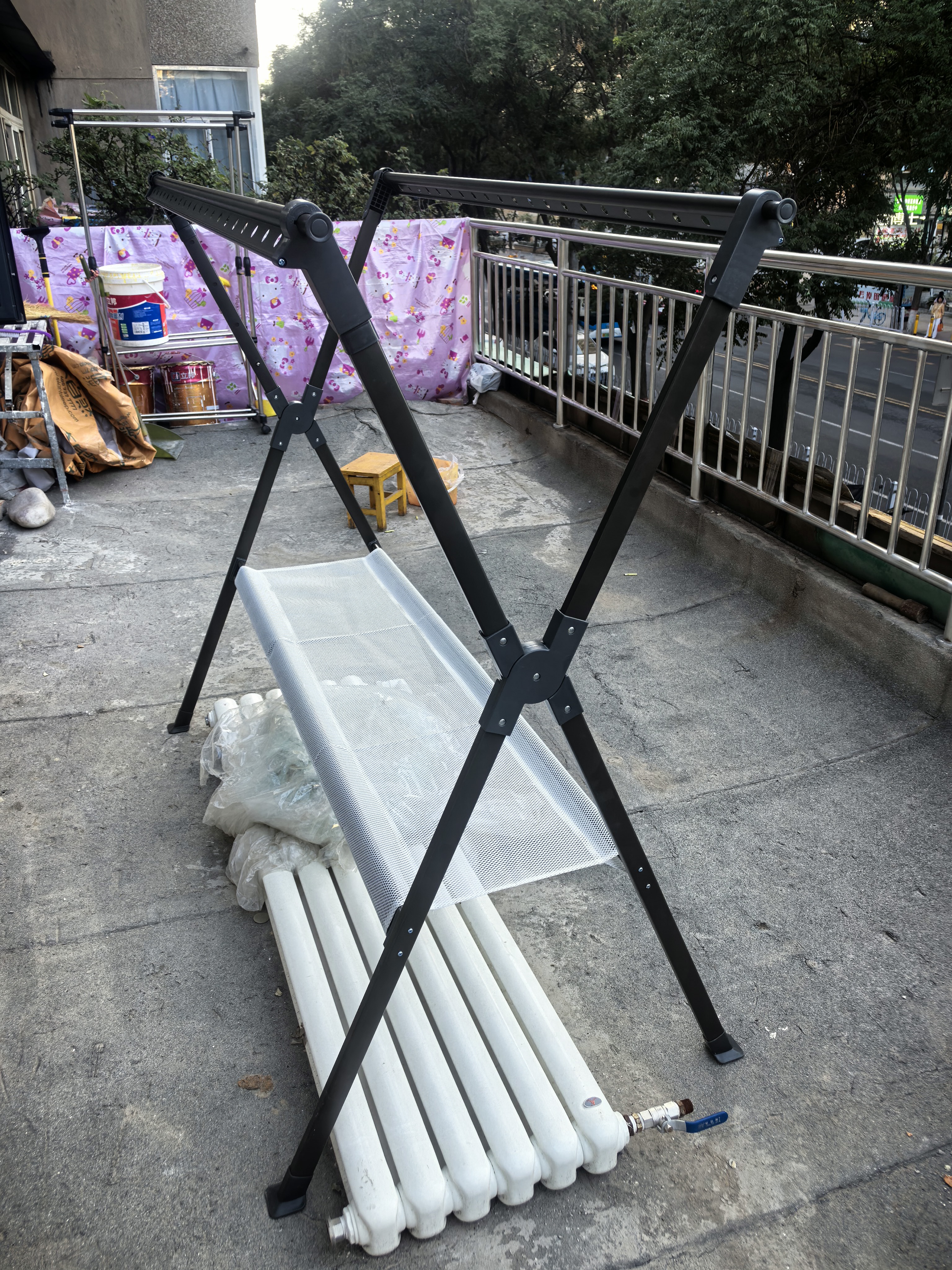 四季沐歌晾衣架落地家用阳台伸缩落地晒衣架可折叠晒被晾衣杆室内外晾晒架 实拍图