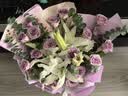来一客鲜花速递玫瑰百合鲜花送老师女友表白生日礼物全国同城配送 19朵紫玫瑰白百何花束 实拍图