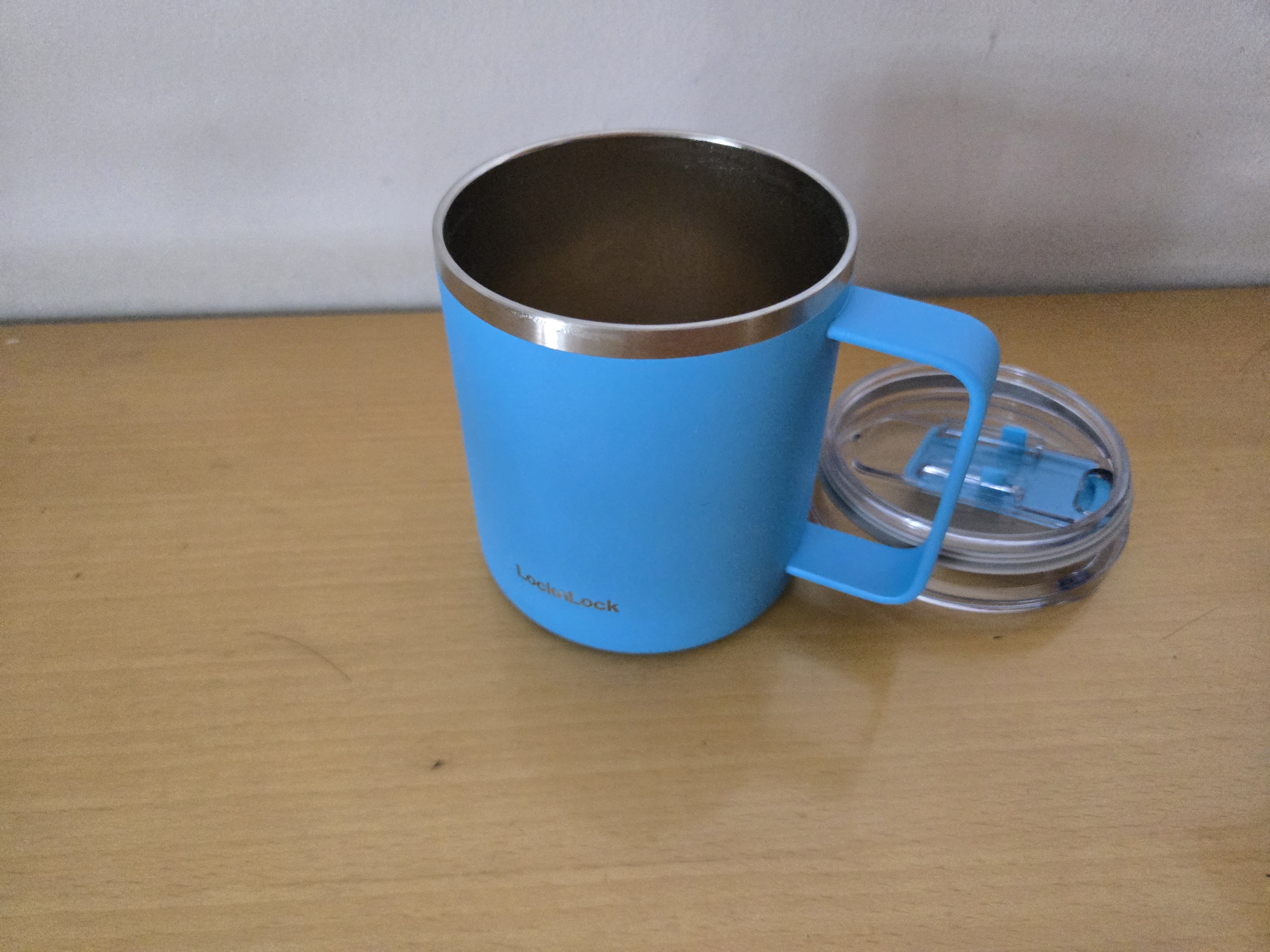 乐扣乐扣桌面保温杯带盖男女不锈钢商务咖啡杯成人杯办公室水杯带把手 尼罗蓝【380ML】 实拍图