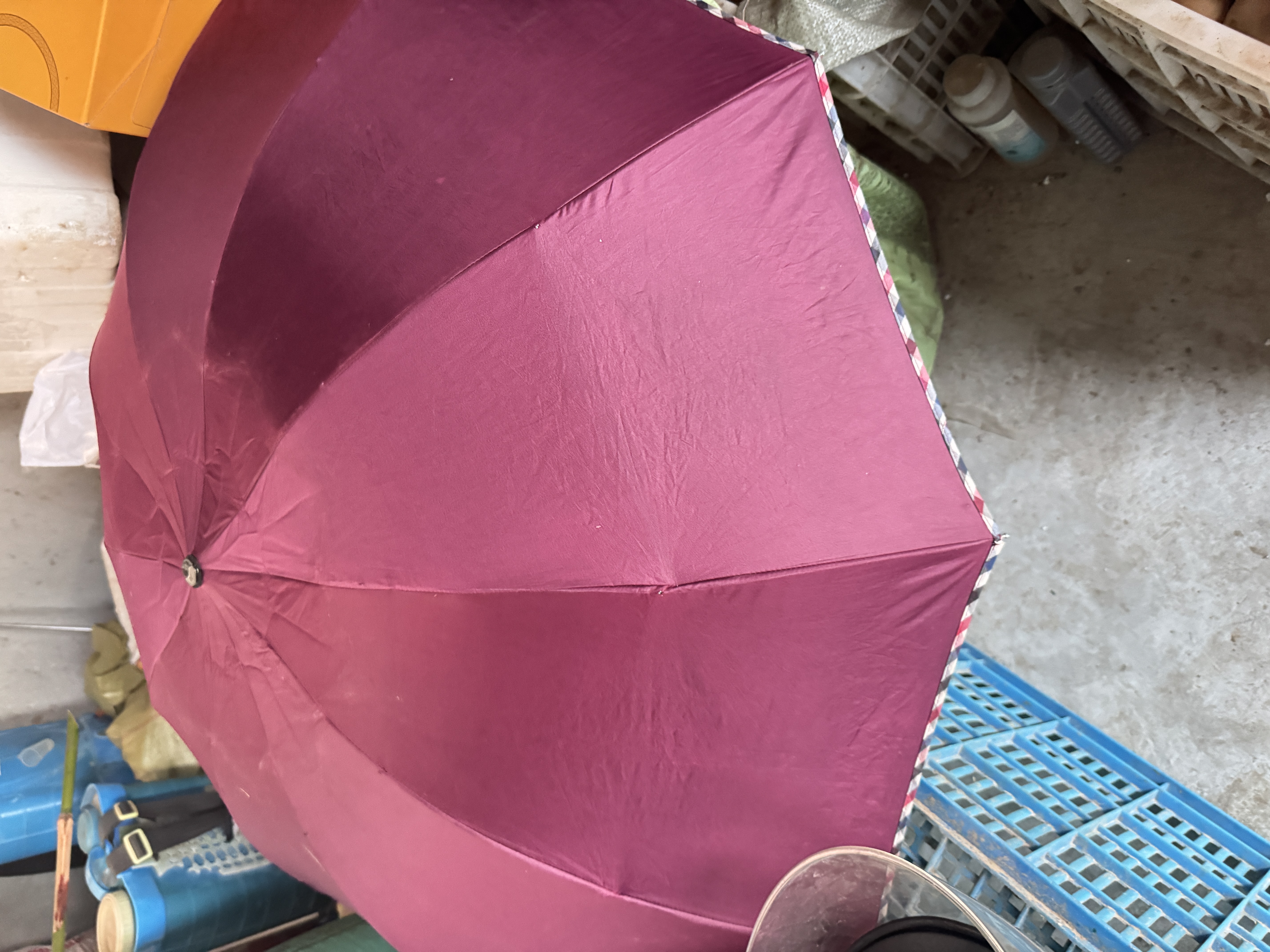 天堂伞 加大雨伞三折 经典商务伞格纹10骨加大雨伞男女 暗紫红 实拍图