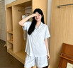 欧诗帛夏天冰丝女士睡衣女夏季2026年新款短袖带胸垫可外穿家居服套装 20069女小猫 短袖套装【带胸垫】 L （建议体重100-120斤） 实拍图