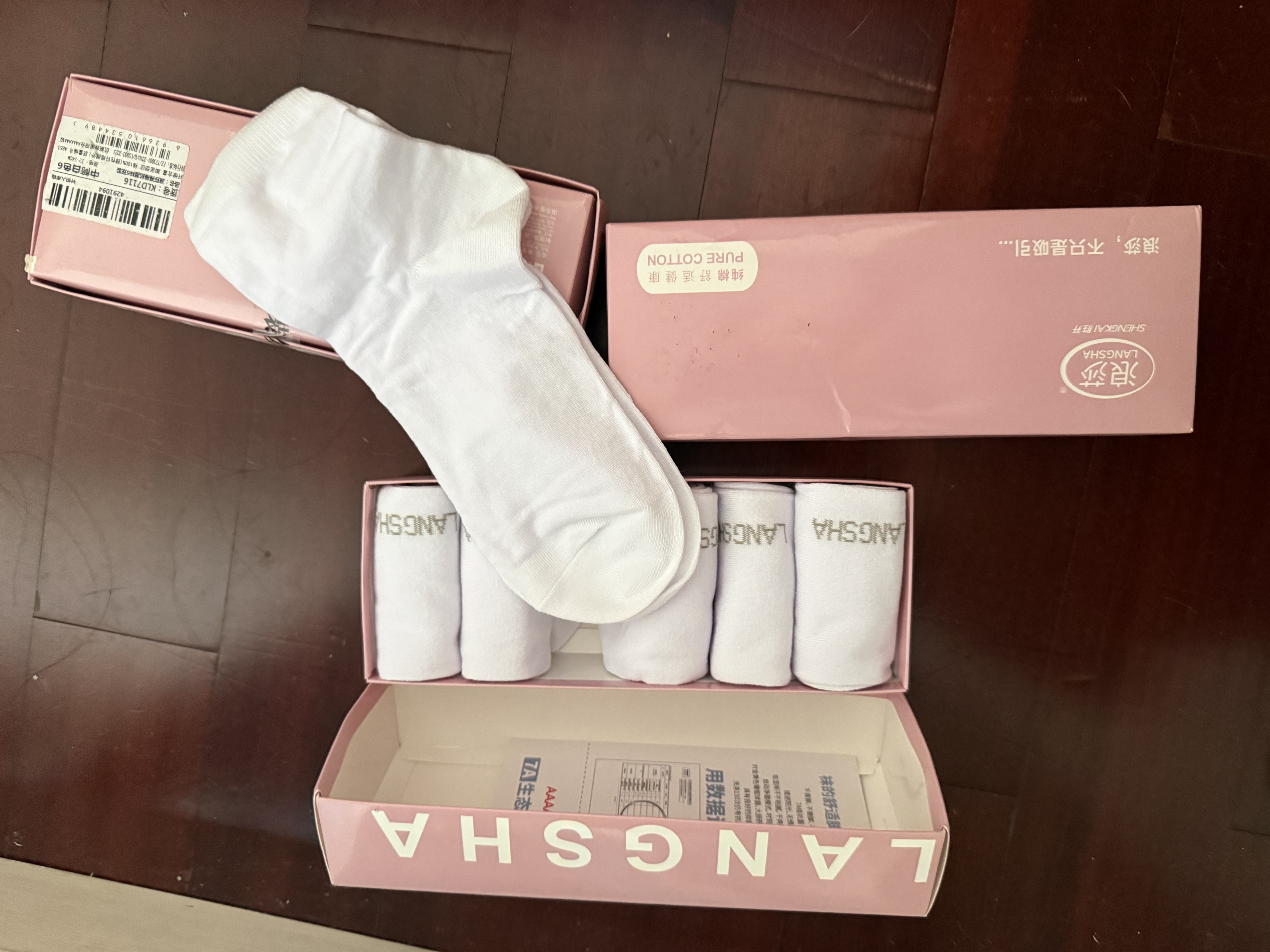 浪莎纯白色纯棉袜子女中筒袜学生棉袜全棉长袜舒适白色女袜6双装 实拍图