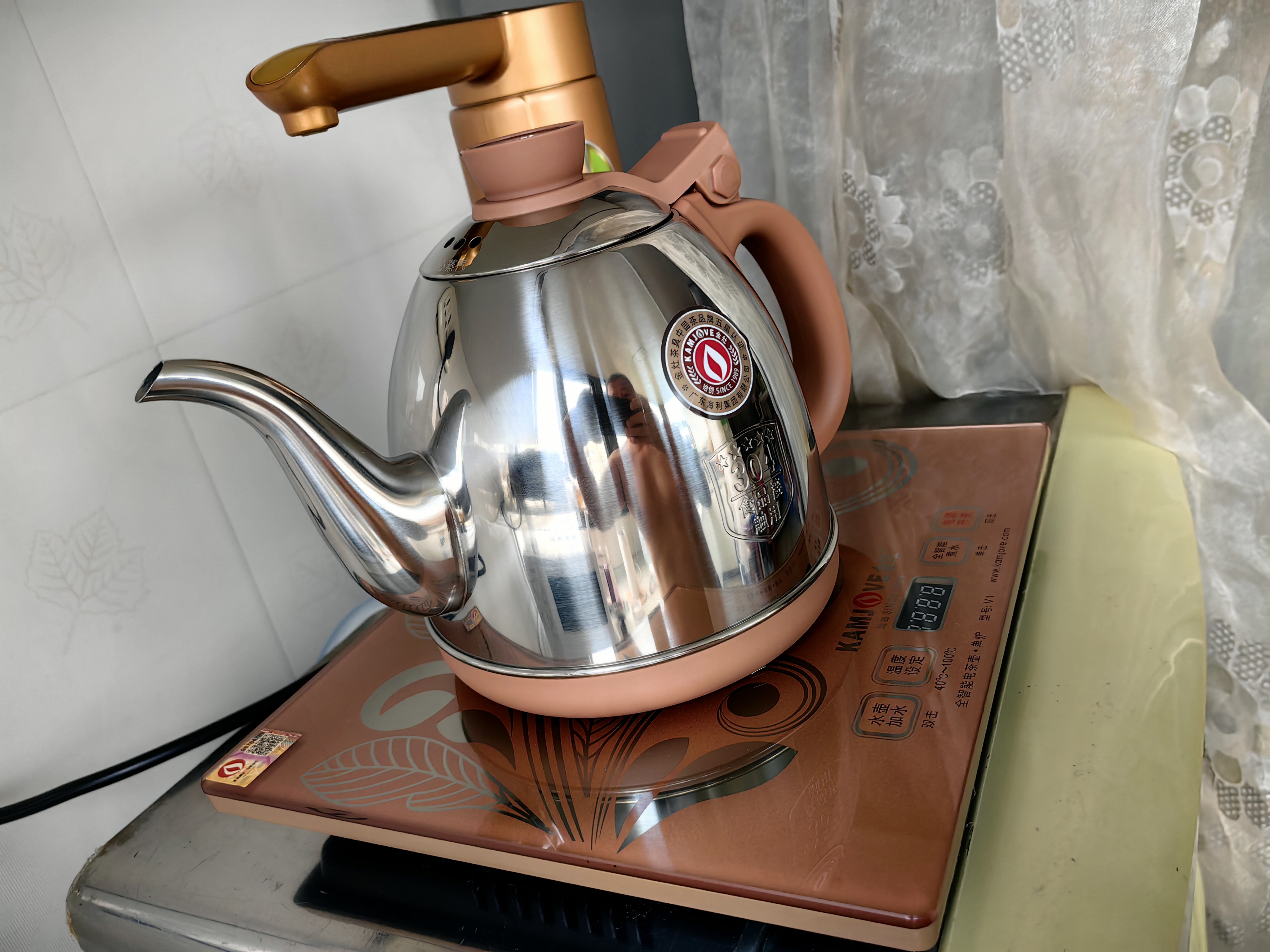 金灶（KAMJOVE）全智能恒温烧水壶 自动上水电热水壶304不锈钢自动保温电壶电茶壶V1 实拍图