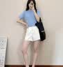 优衣库麻棉短裤女装/裤子482170 01 乳白色 S 实拍图