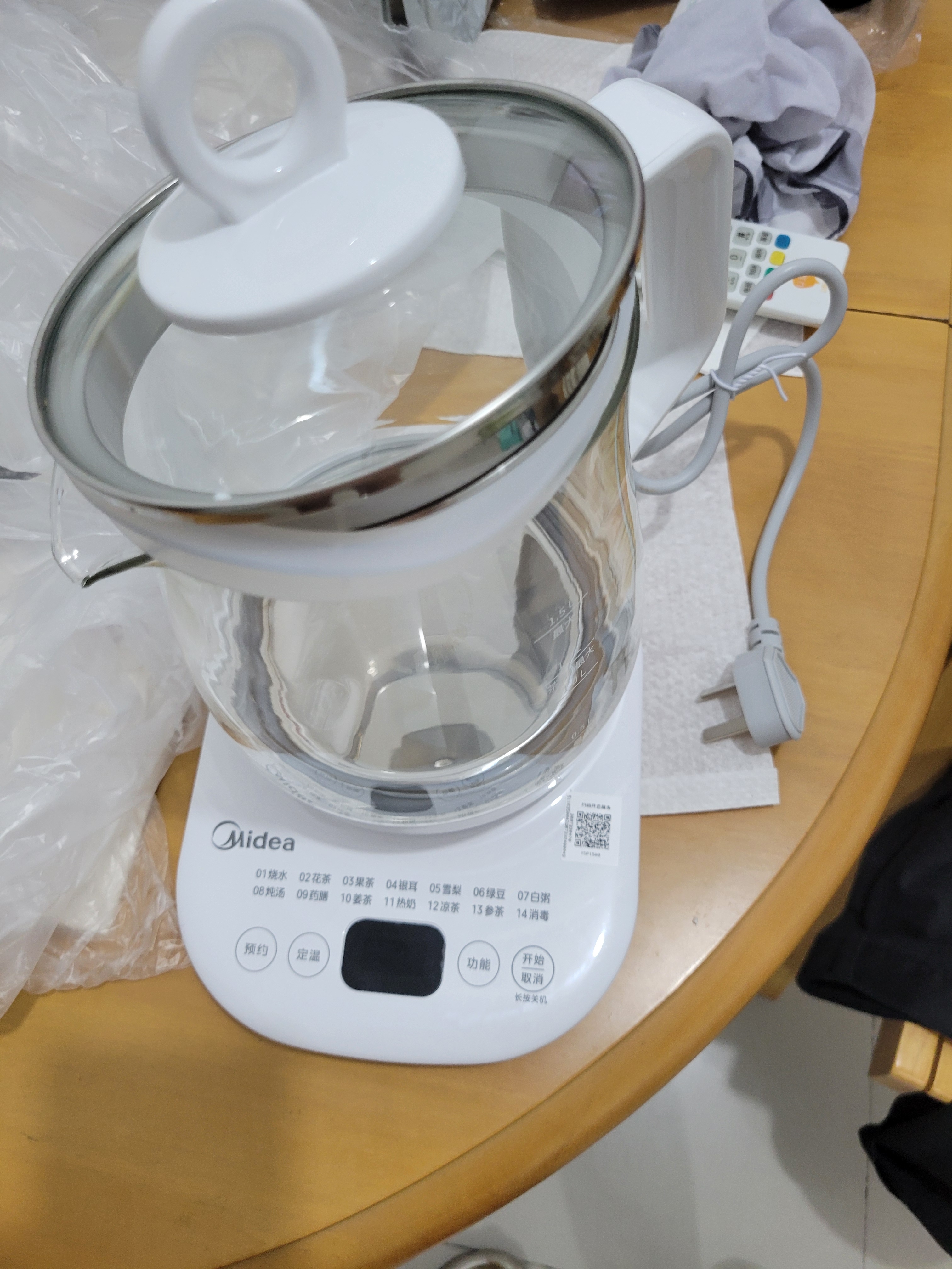 美的（Midea）养生壶大容量 柔声轻音变频智能预约烧水壶 全自动恒温全玻璃煮茶壶保温一体电水壶 316材质恒温壶 【316材质】MK-YSP1508 1.5L 实拍图