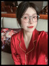 浪莎红色结婚情侣睡衣女夏季薄款冰丝长袖本命年男睡衣家居服套装礼盒 爱心红/双长款（礼盒装） L 女【建议体重100-120斤】 实拍图