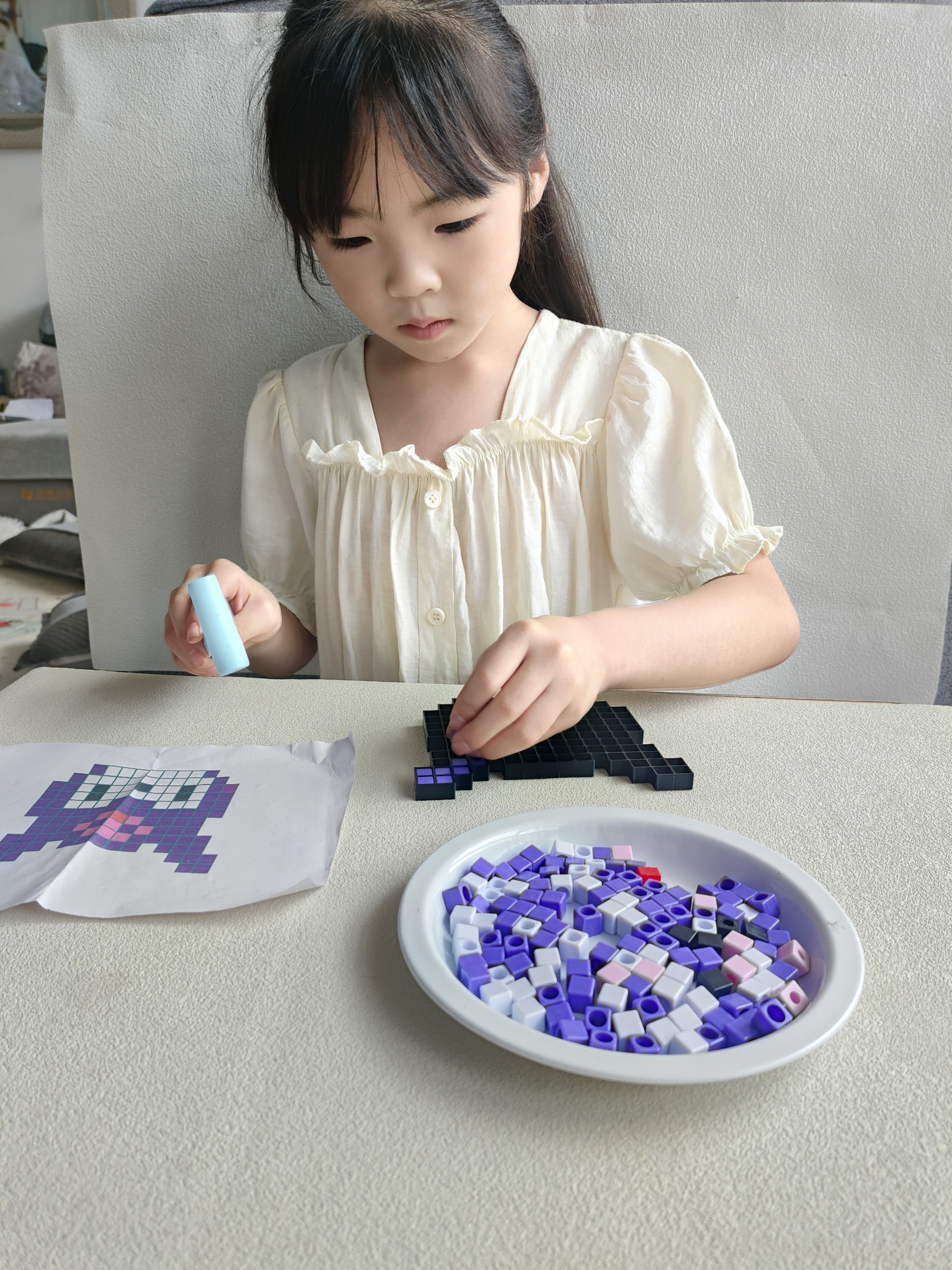 尚美贝贝儿童敲拼豆豆玩具套装手工diy材料包益智拼装搭男孩女孩生日礼物 实拍图