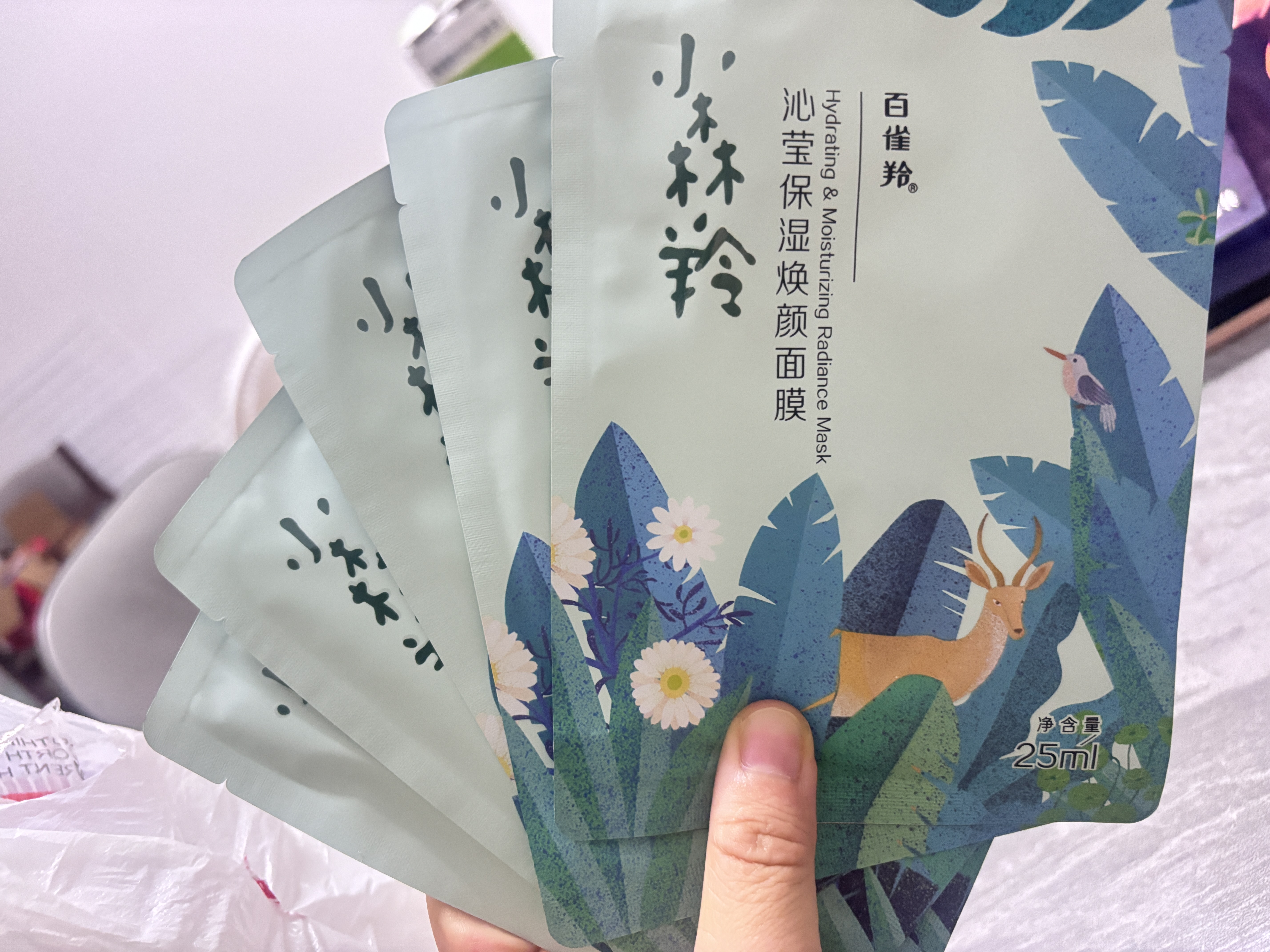 百雀羚（PECHOIN）小森羚沁莹保湿焕颜面膜50片(15片*3+单片*5)补水保湿 实拍图