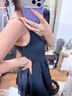UR2026夏季新款女装拼接设计感超短款吊带连衣裙UYU760005+ 墨蓝 L 实拍图