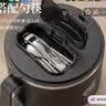 广意 304不锈钢泡面碗 学生上班族饭盒大容量小号 黑色配勺筷GY7347 实拍图