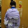 文博士库洛米新款书包女生小学生1-3-6年级减负护脊可爱美乐蒂 大号紫色（库洛米）3-6年级 书包【加赠挂件+徽章+卡通卡片】 实拍图