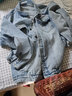 真维斯（JEANSWEST）夹克男2025秋季亲肤透气刺绣时尚百搭男士牛仔夹克外套黑灰5XL 实拍图