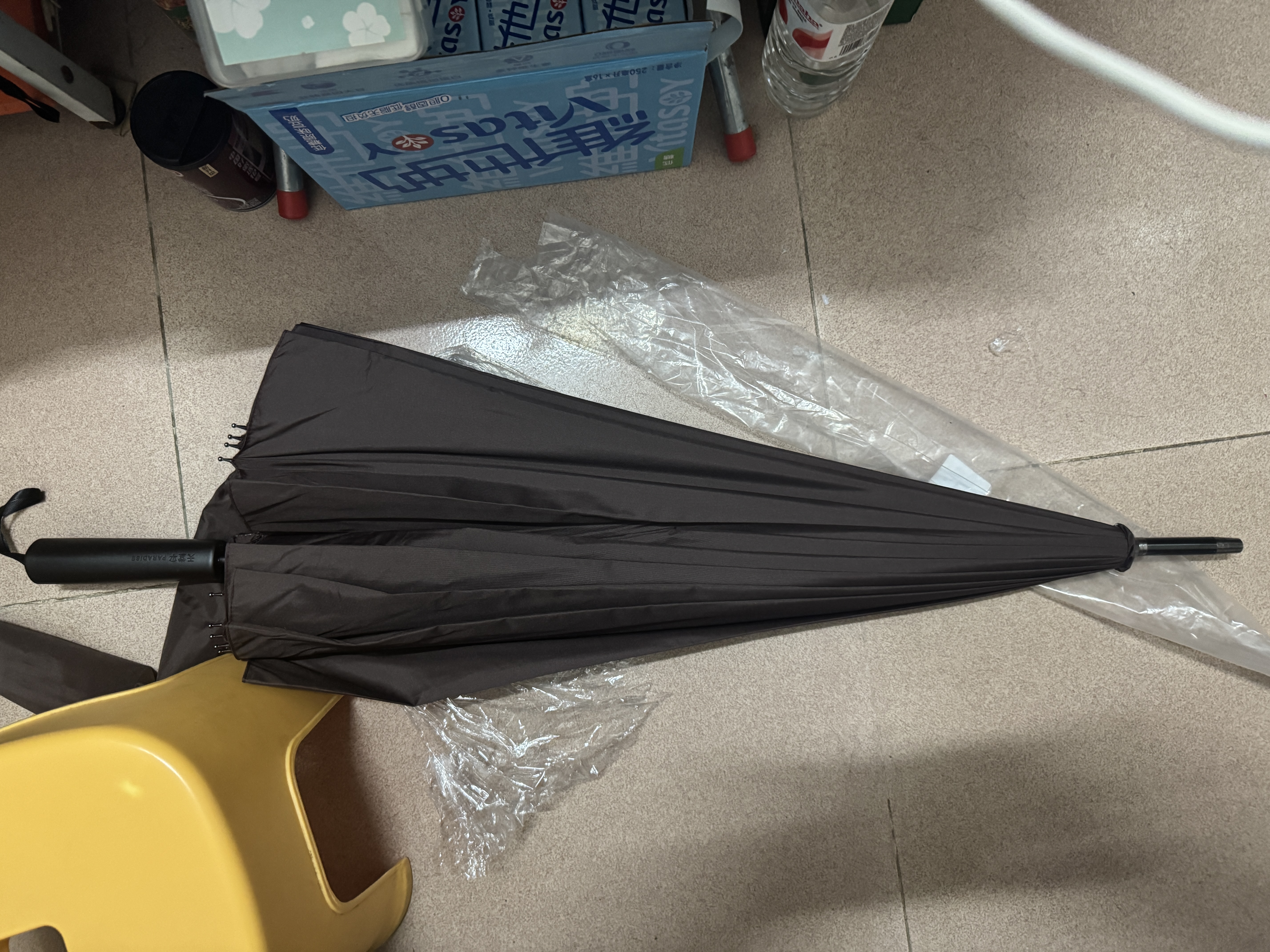 天堂伞 双人雨伞直柄 大号半自动雨伞16骨加固抗风拒水 沙棕色 实拍图