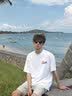 ONGOOSE短袖T恤男装夏季潮流简约纯棉运动上衣港风宽松休闲五分袖体恤衫 MSL-C671白色 L 【建议120-135斤】 实拍图