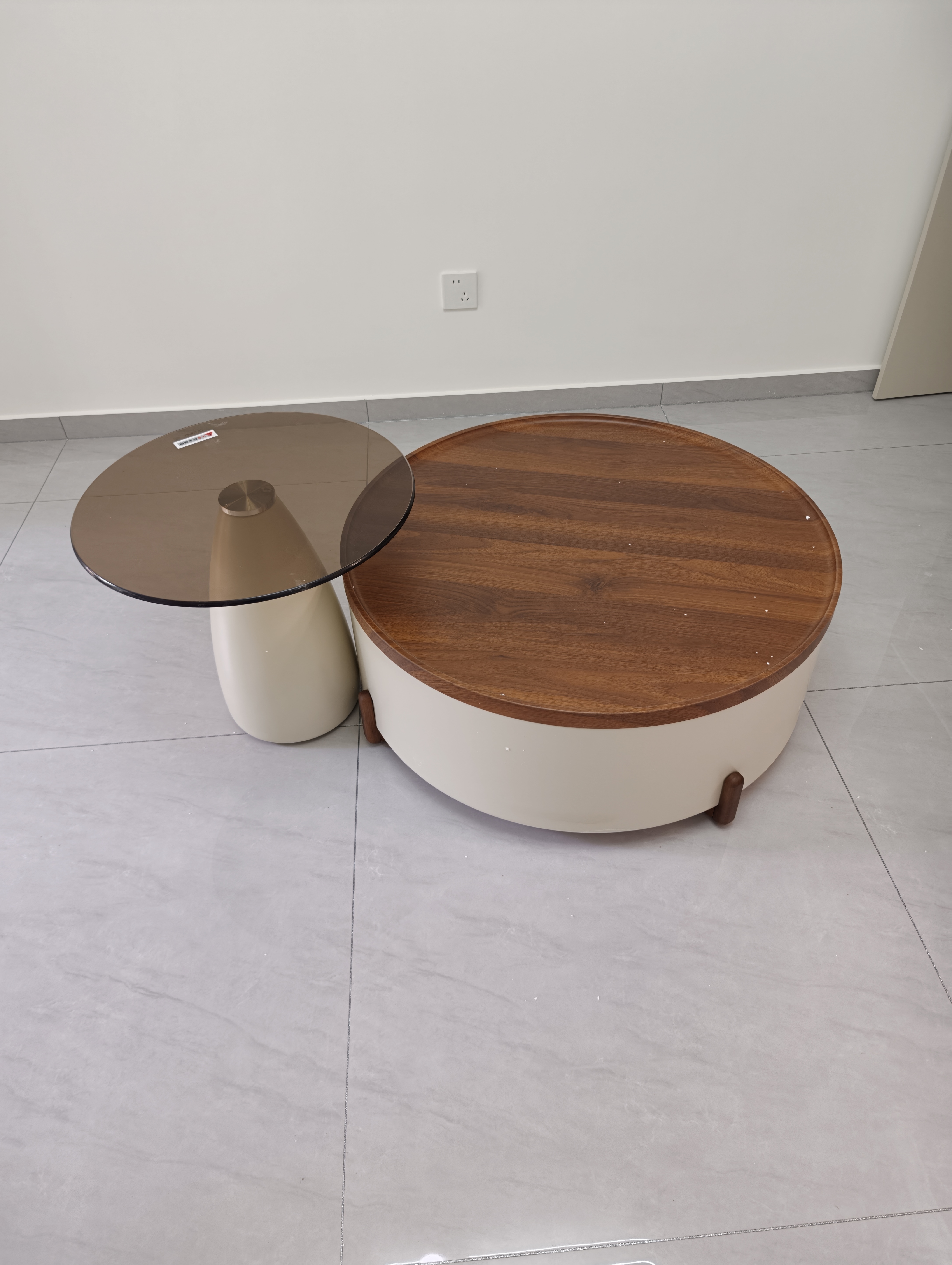 全友家居 中古风圆形小茶几客厅家用茶桌茶台组合小户型收纳储物新款 实拍图