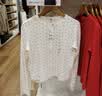 优衣库提花罗纹印花开衫/长袖女装485717 491601 485717/01乳白色(樱桃图案) XL 实拍图