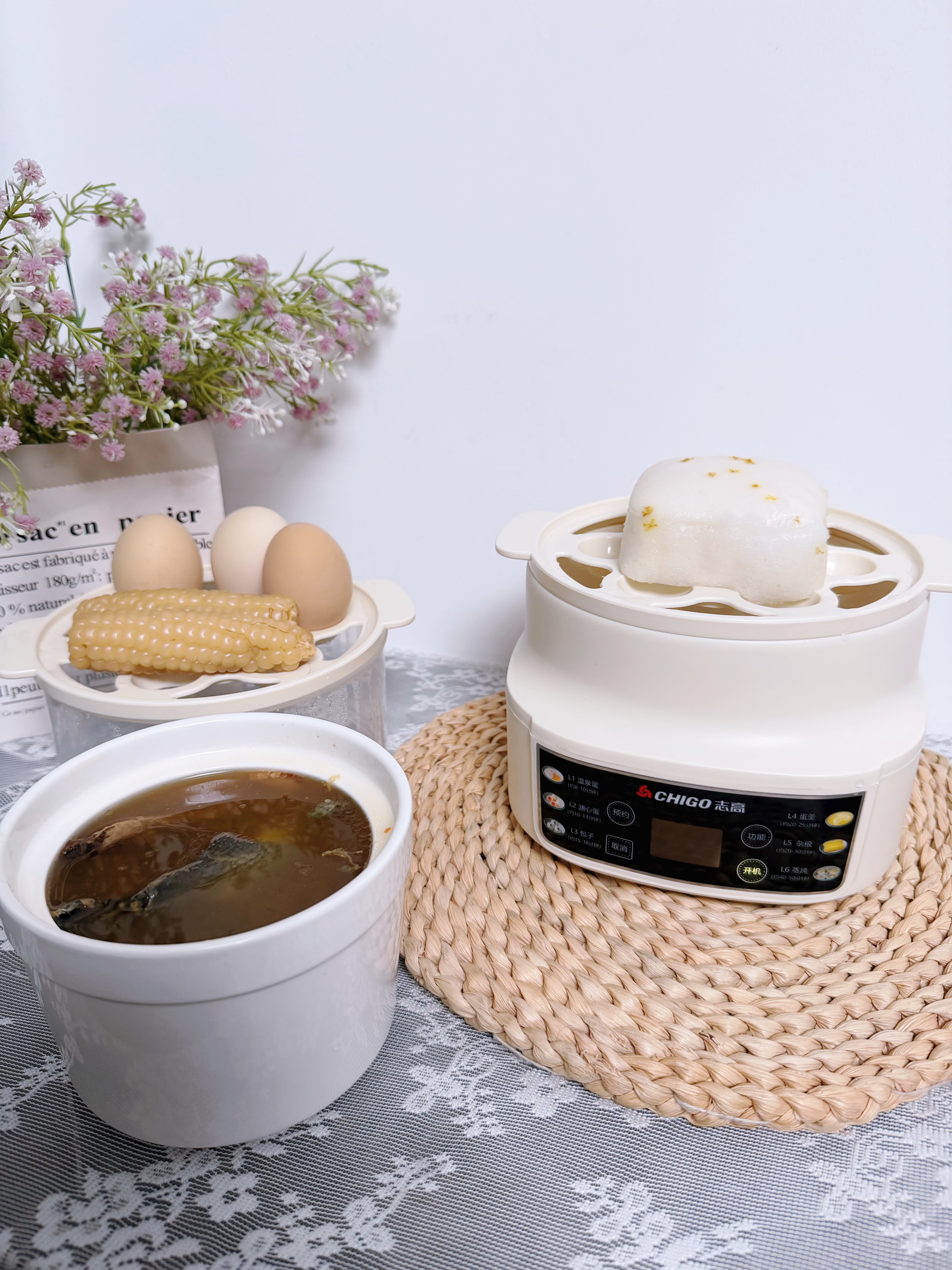 志高（CHIGO）煮蛋器 电炖盅隔水炖电炖锅 蒸蛋器小型1-2人自动断电2026款 智能预约家用多功能早餐机ZNZDQ003 实拍图