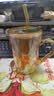 家用高颜值玻璃杯ins简约带盖吸管杯大容量把手果饮杯 琥珀色把手吸管杯 450ml 1只 实拍图