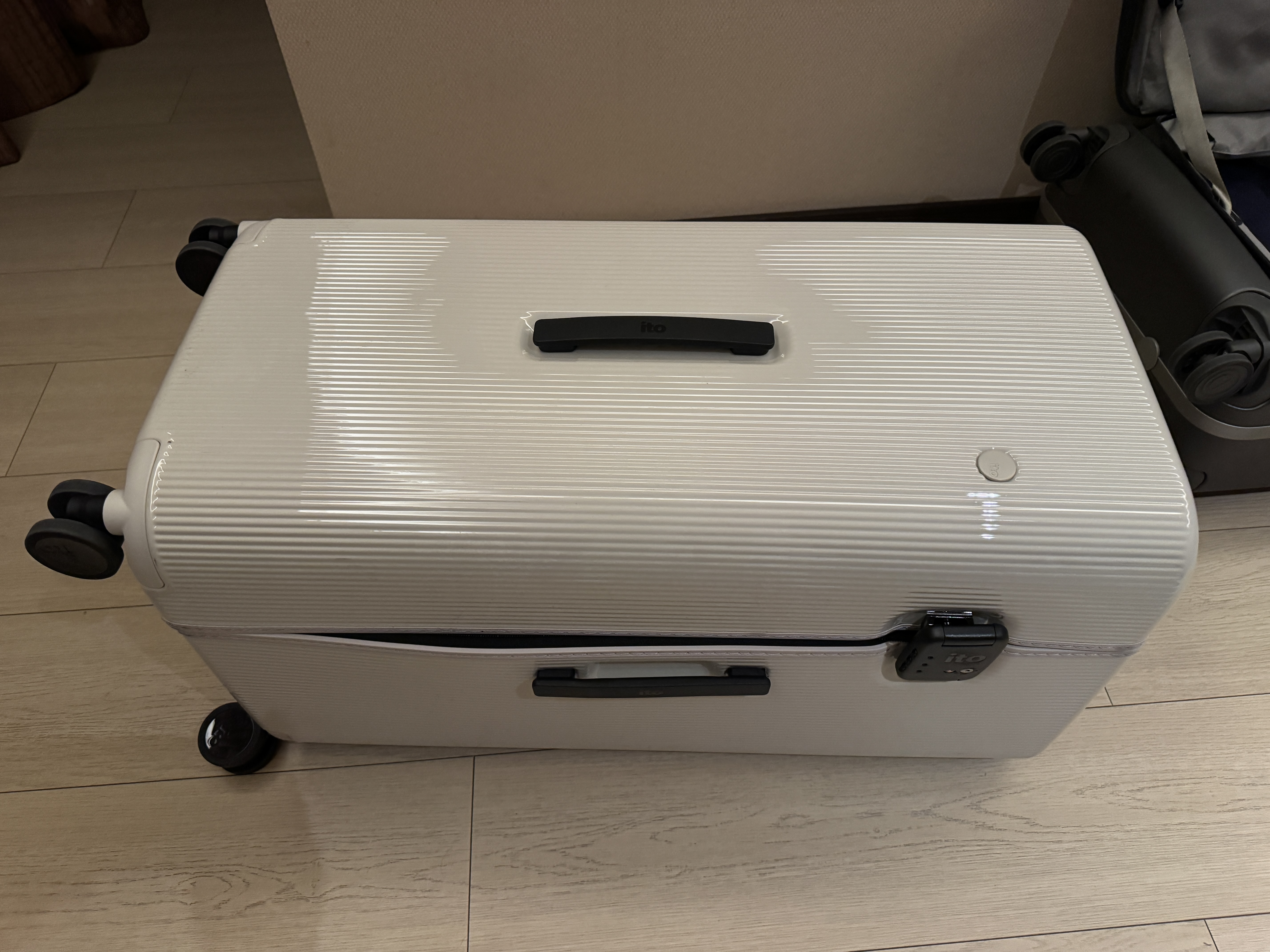 ITO袁泉同款PISTACHIO STRIPED TRUNK 烟白30英寸行李箱七夕节礼物 实拍图