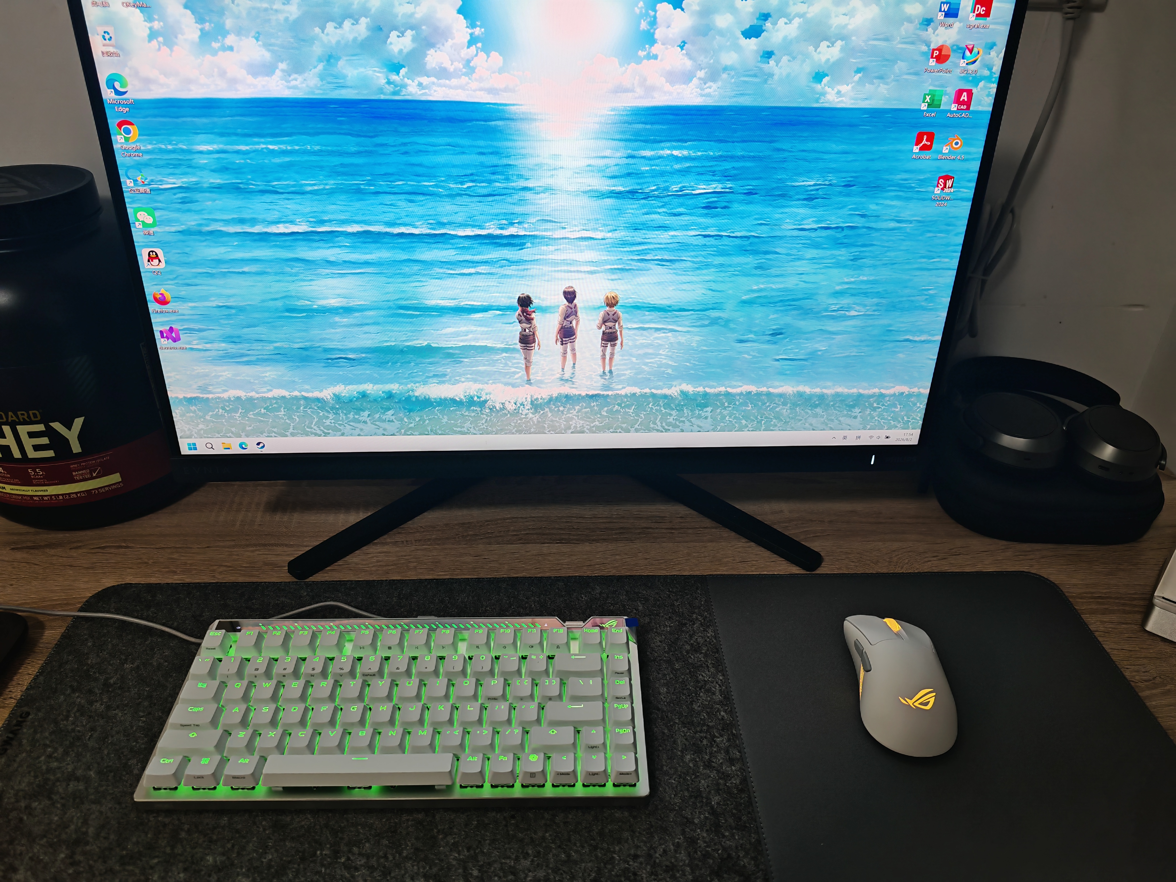 ROG月刃2RGB 无线三模 游戏鼠标 AimPointPro传感器 支持无线8K 轻量化设计 三区RGB灯效 月耀白 实拍图