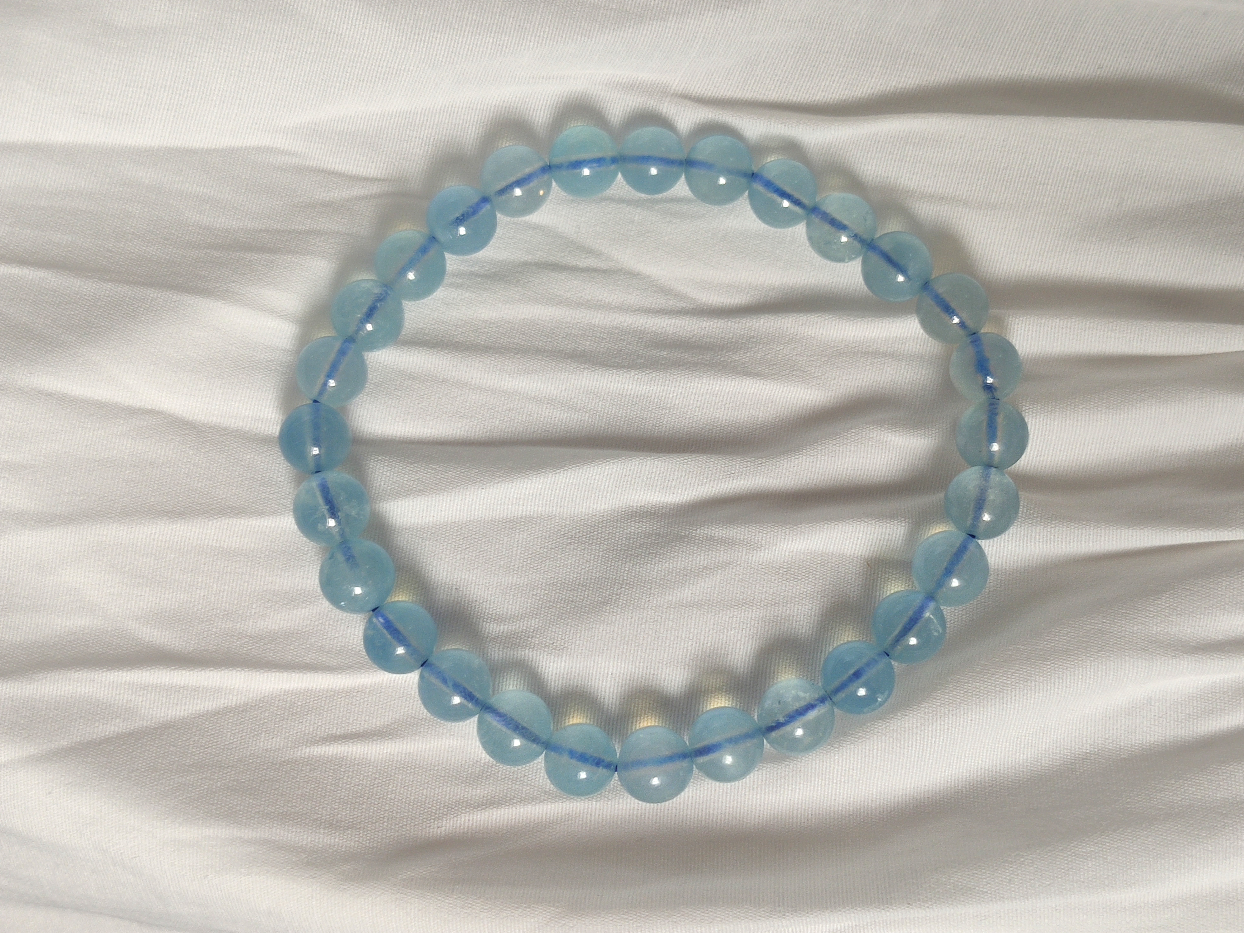 石玥珠宝精品6-7mm海蓝宝石手串本命年转运珠水晶手链男女士款礼物 实拍图