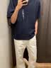 优衣库棉麻衬衫/短袖男装女装衬衣482502 64 湖蓝色 XL 实拍图