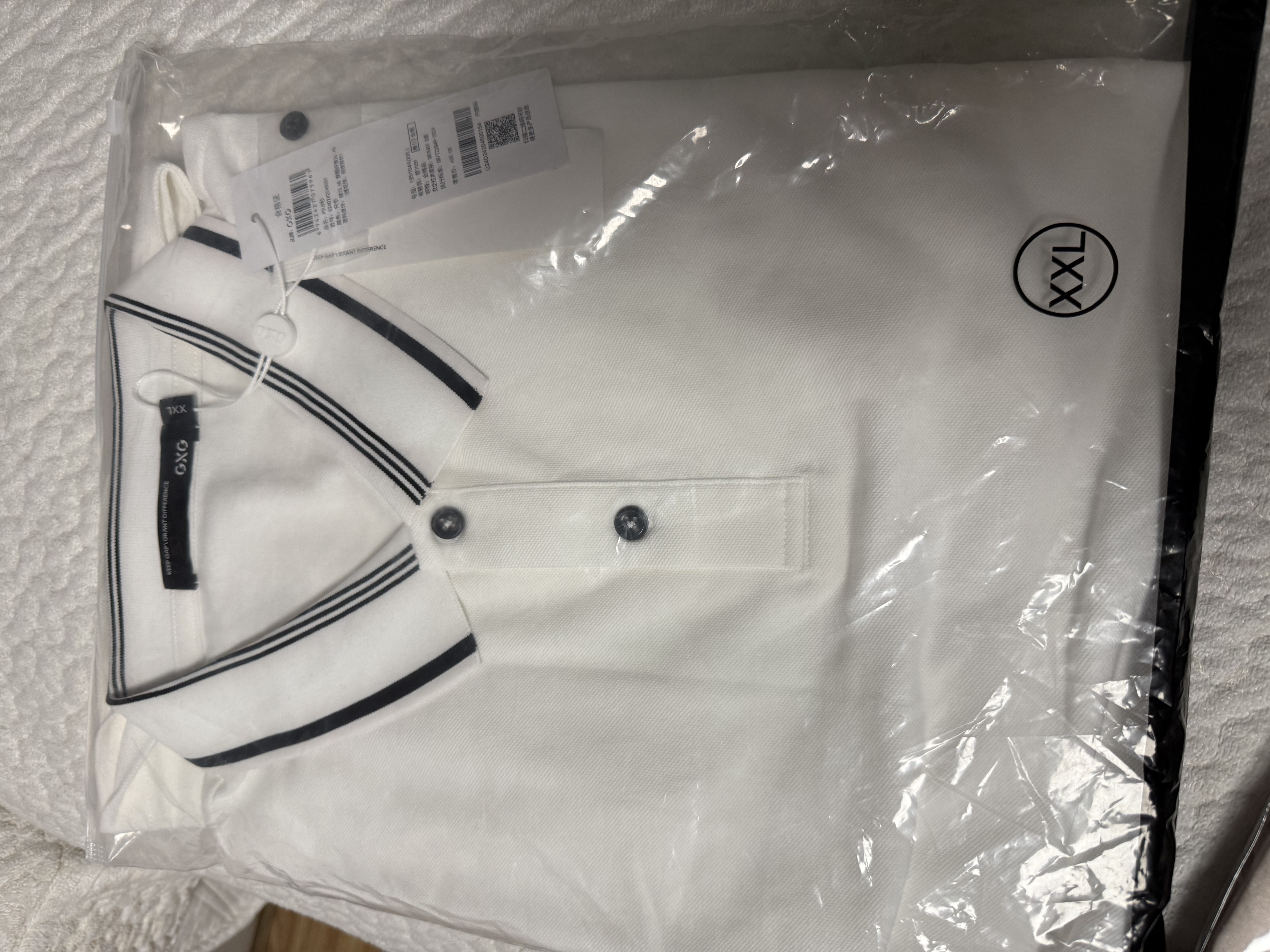 GXG男装 夏季多色男士刺绣翻领Polo衫男短袖 白色 185/XXL 实拍图