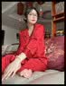 浪莎红色结婚情侣睡衣女夏季薄款冰丝长袖本命年男睡衣家居服套装礼盒 爱心红/双长款（礼盒装） L 女【建议体重100-120斤】 实拍图