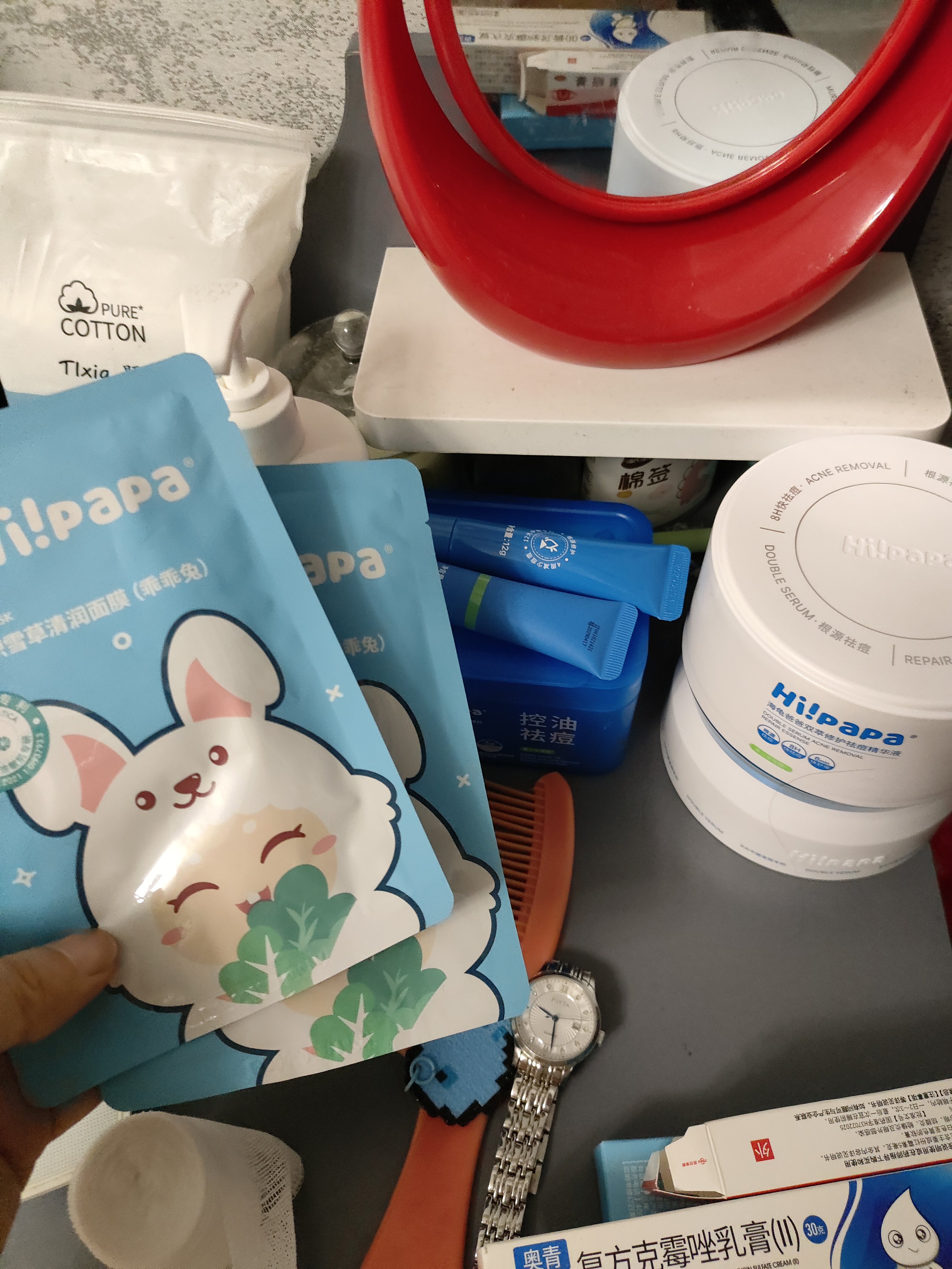 海龟爸爸祛痘棉片60片+祛痘洁面乳80g+祛痘精华30ml+小蓝瓶面霜50g 实拍图