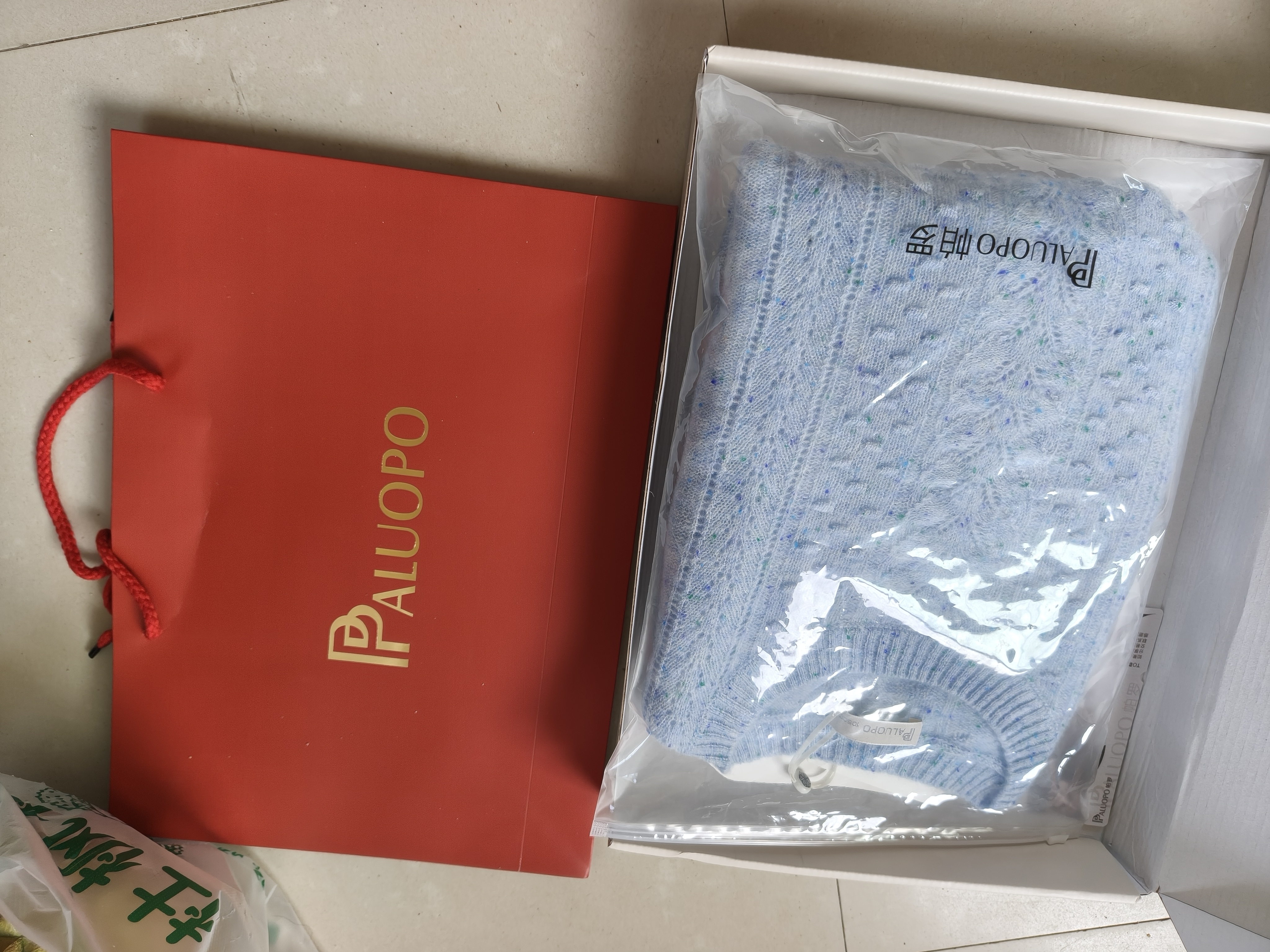 帕罗（PALUOPO）【100%山羊绒】秋冬镂空绞花设计淑女宽松软糯气质针织羊绒衫女 天兰彩点 L 165/105 实拍图
