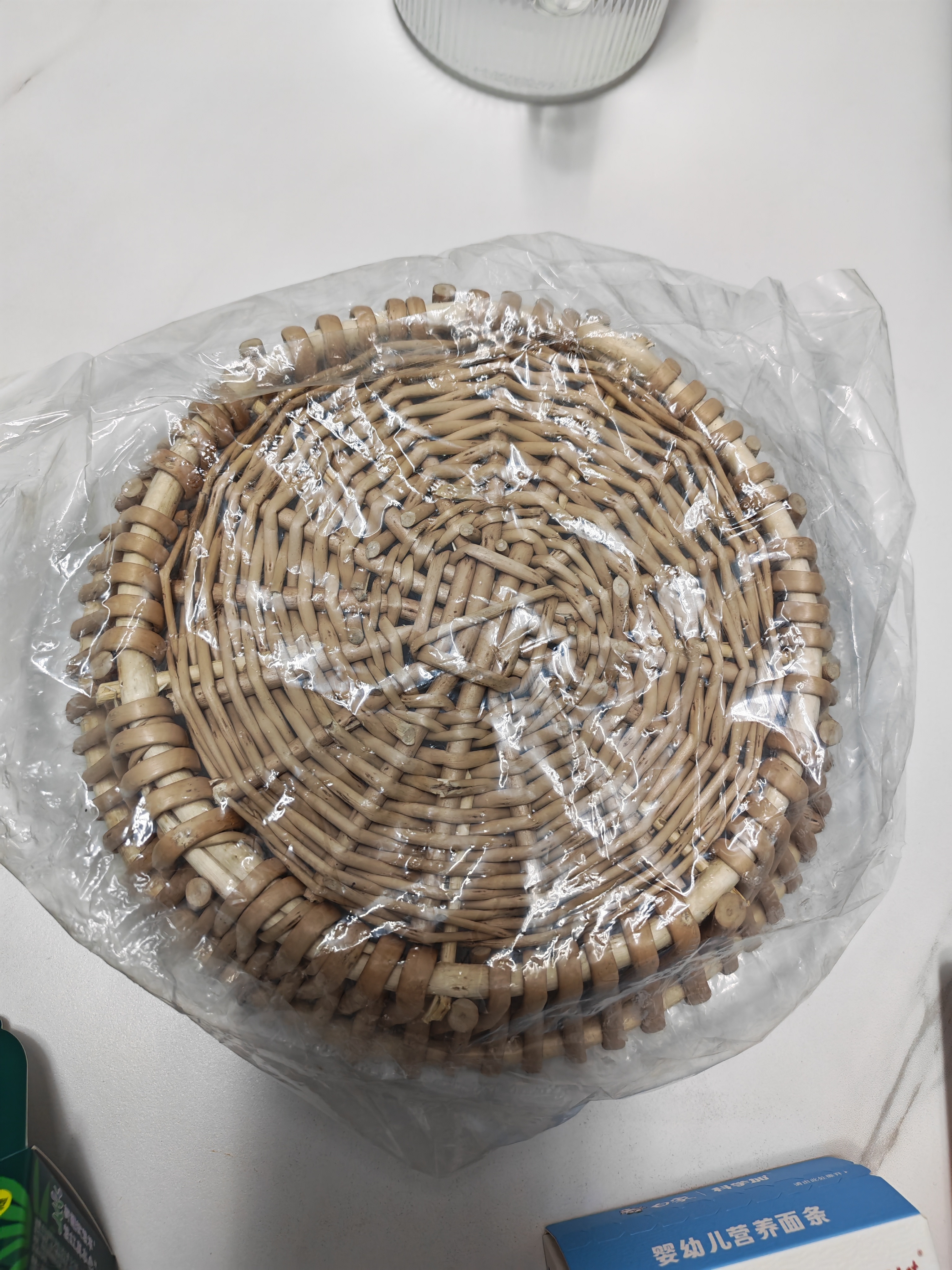 安达通 藤编馒头筐馍筐家用编织筐水果篮点心盘编织果盘收纳筐 口径25cm 实拍图