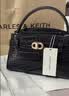 CHARLES&KEITH鳄鱼纹凯莉包手提斜挎婚包包女包生日礼物送女友CK2-50270880-1 Black黑色 S 实拍图