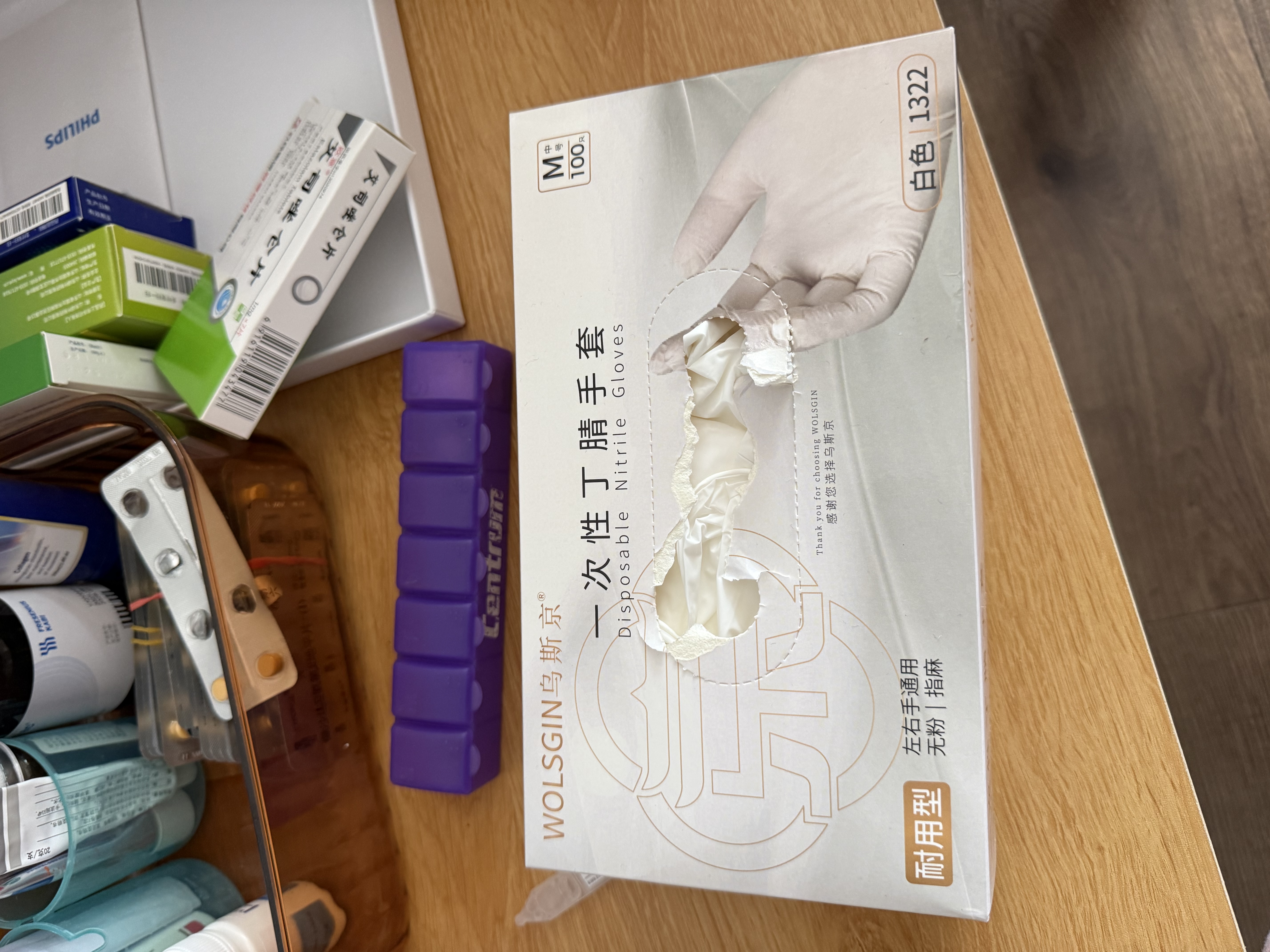 乌斯京一次性手套丁腈手套100只中码橡胶食品级加厚耐用厨房防护丁晴白 实拍图