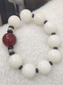 妍韵珠宝精品18mm缅料白玉菩提根手串红玛瑙文玩把件男女士款菩提佛珠手链 实拍图