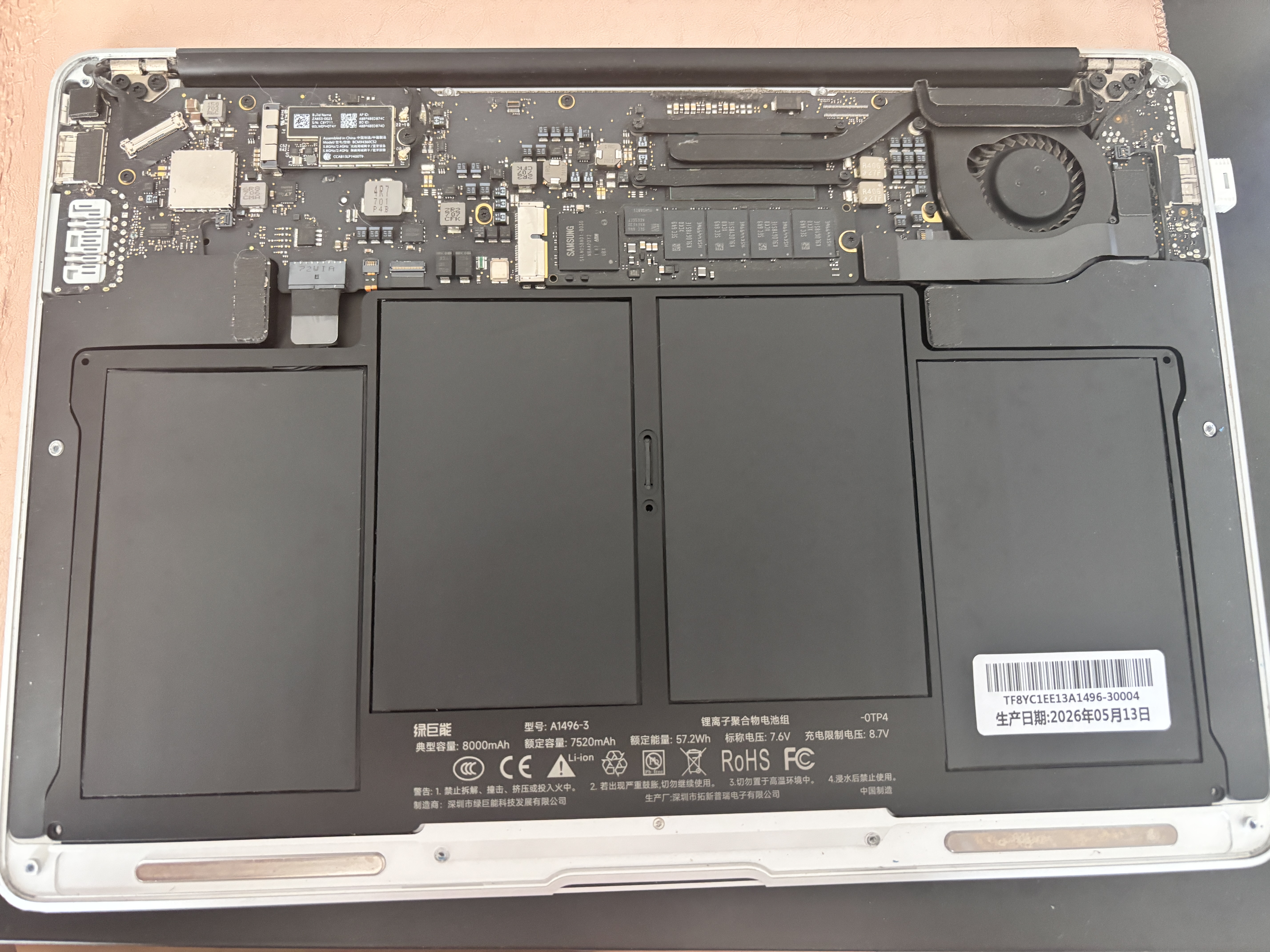 绿巨能（llano）适用苹果笔记本A1466电池 MacBook Air 13英寸A1496 A1369 A1405 A1377电脑电池高容款 实拍图