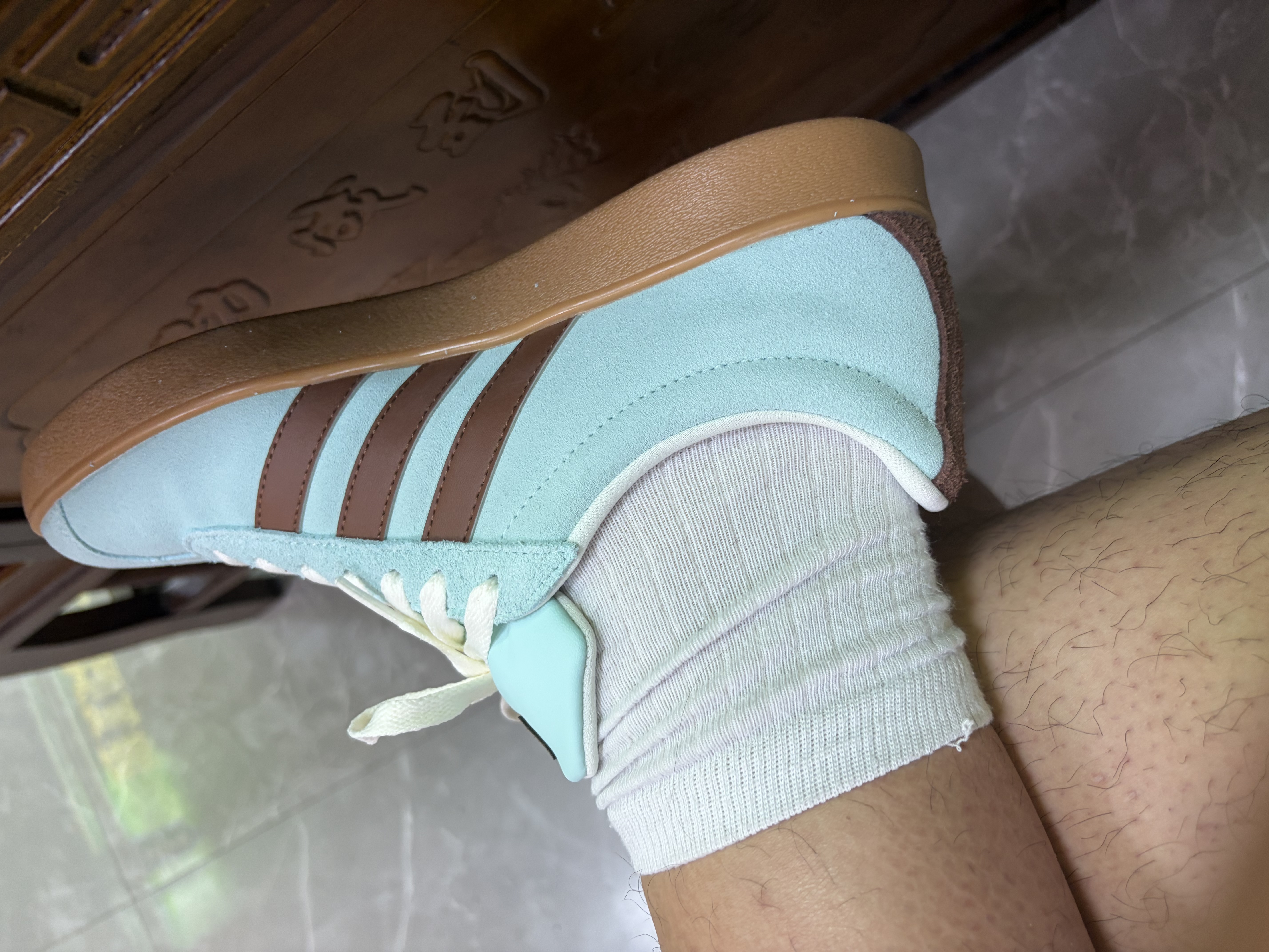 adidas「T头鞋」VL COURT CLASSIC板鞋德训鞋男女阿迪达斯轻运动 浅闪光蓝/棕色/淡绿 (推荐女生买小半码)   42 实拍图